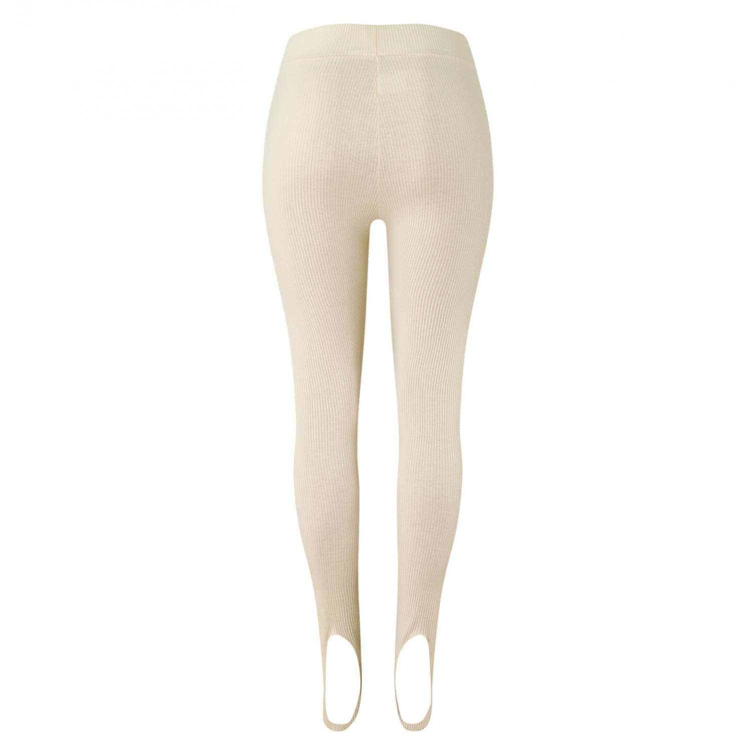 IGETELY Women's Stirrup Leggings - High Waist Tummy Control Yoga Pants with Foot Straps for Gym, Workout & Running | Comfortable Beige Fitness Leggings for Yoga, Pilates & Daily Wear