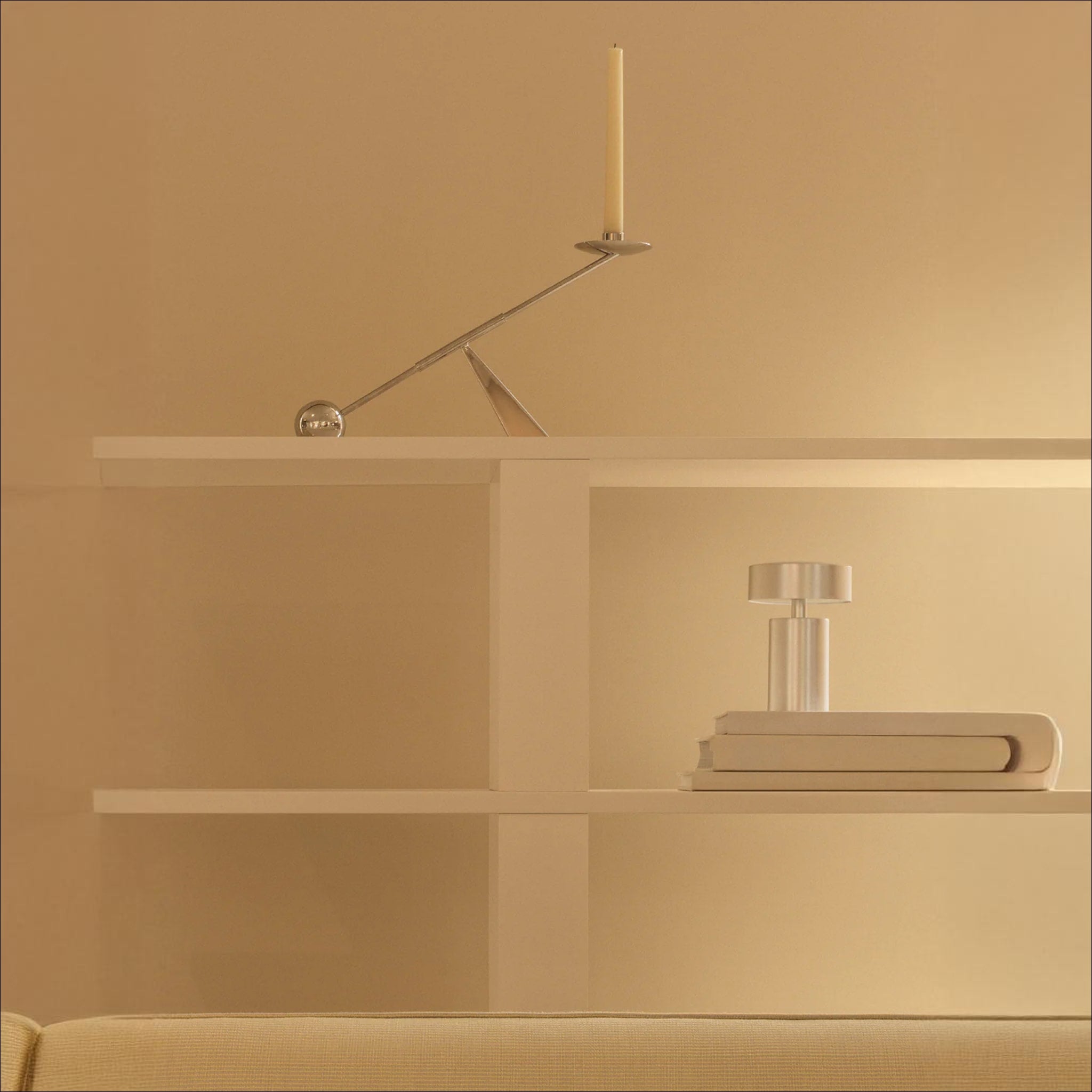 AUDO CPH Interconnect Modern Candle Holder - 42.5cm Wide Stainless Steel Design for Dining Table, Wedding Centerpiece & Home Decor