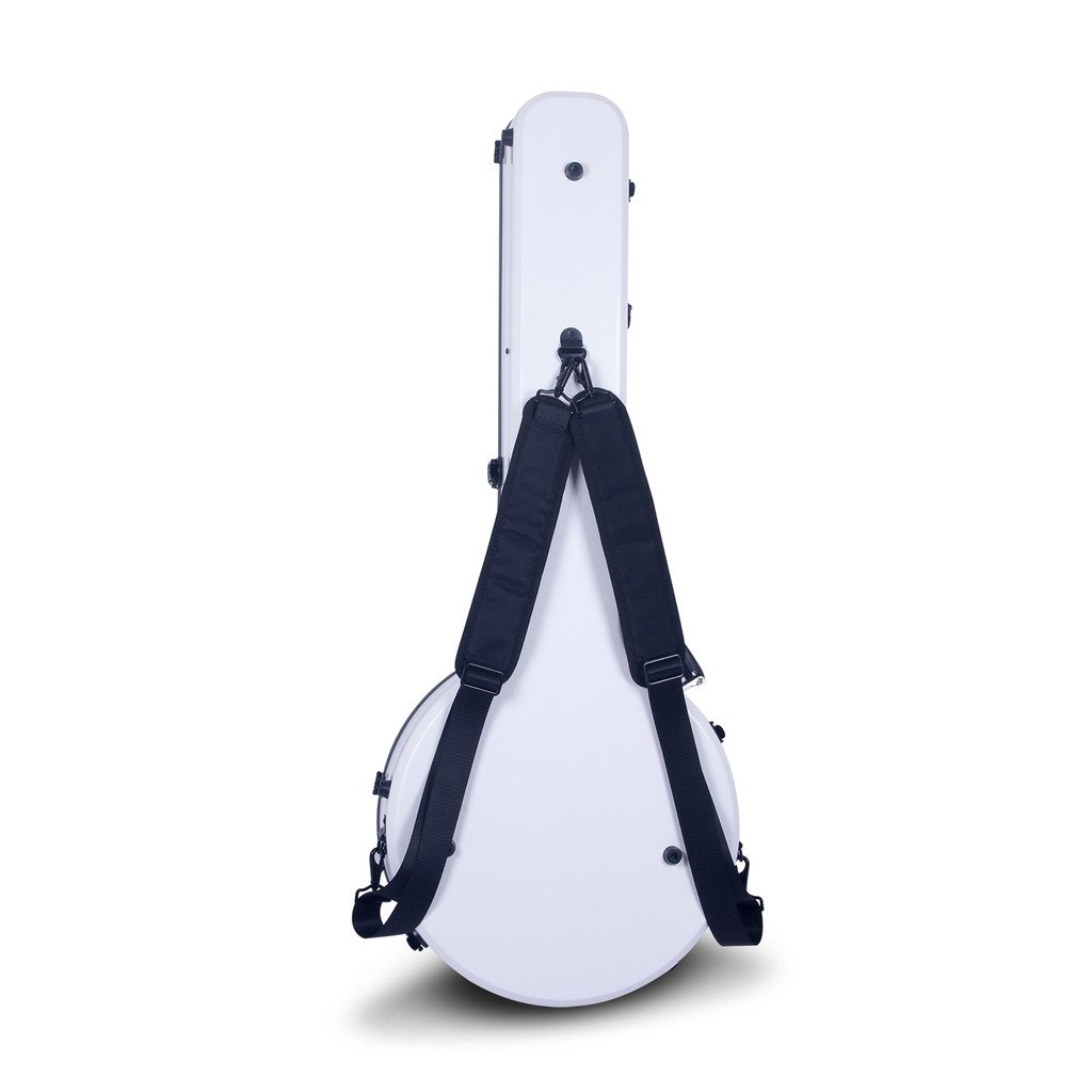 Crossrock CRF1000BJWT White Fiberglass Banjo Case - Fits 5-String Resonator Banjos, Backpack Style for Easy Transport | Perfect for Traveling Musicians & Outdoor Performances