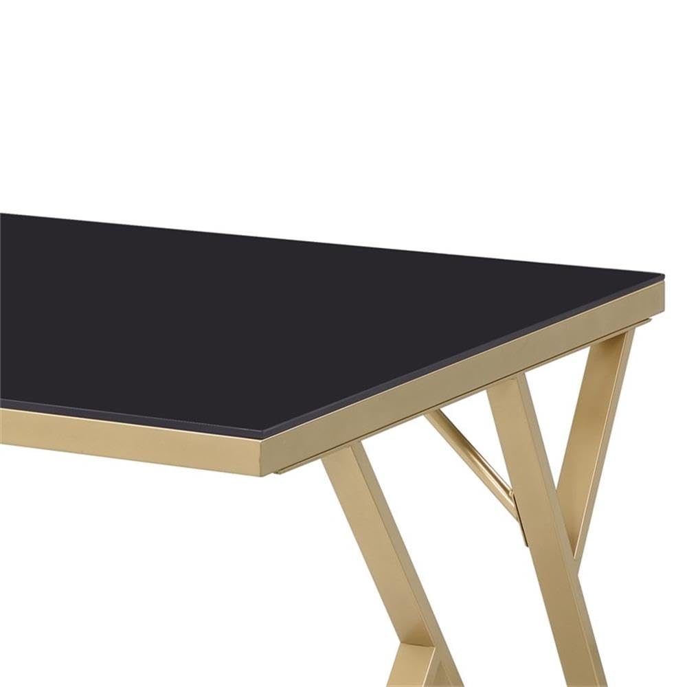 Egala Contemporary Black Glass Top Dining Table - Modern 4-6 Seater Kitchen Table for Small Spaces - Perfect for Apartments, Dining Rooms & Open Floor Plans