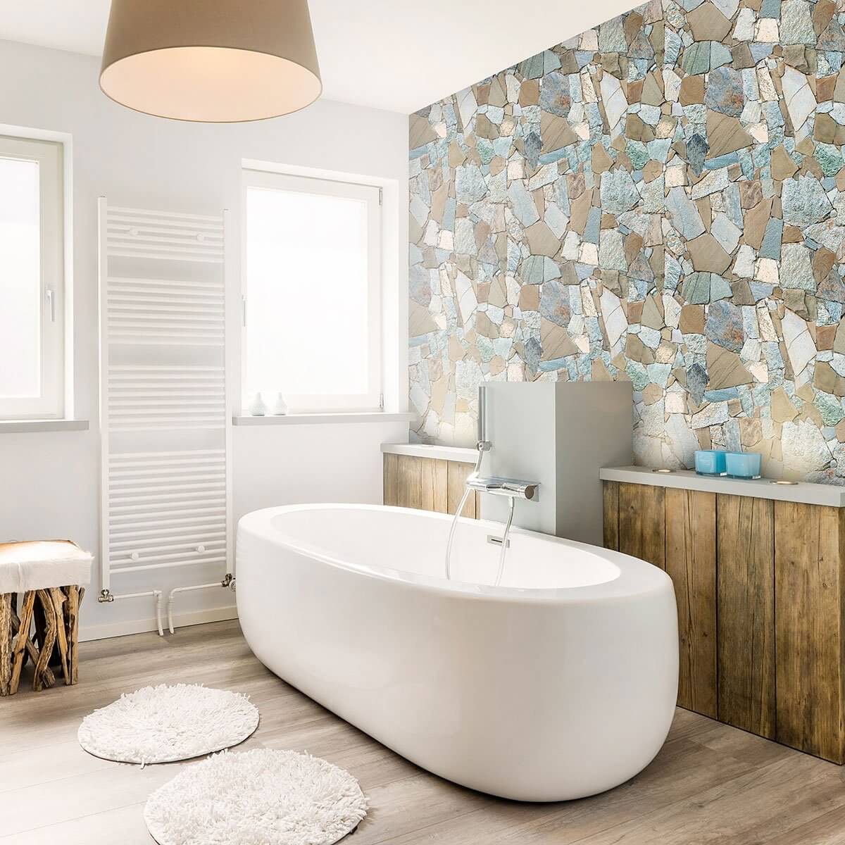 Blue and Brown Stone Texture Peel and Stick Removable Wallpaper - Self-Adhesive Decorative Wall Covering for Home, Office, and Rental Spaces - Easy DIY Installation for Accent Walls and Room Makeovers