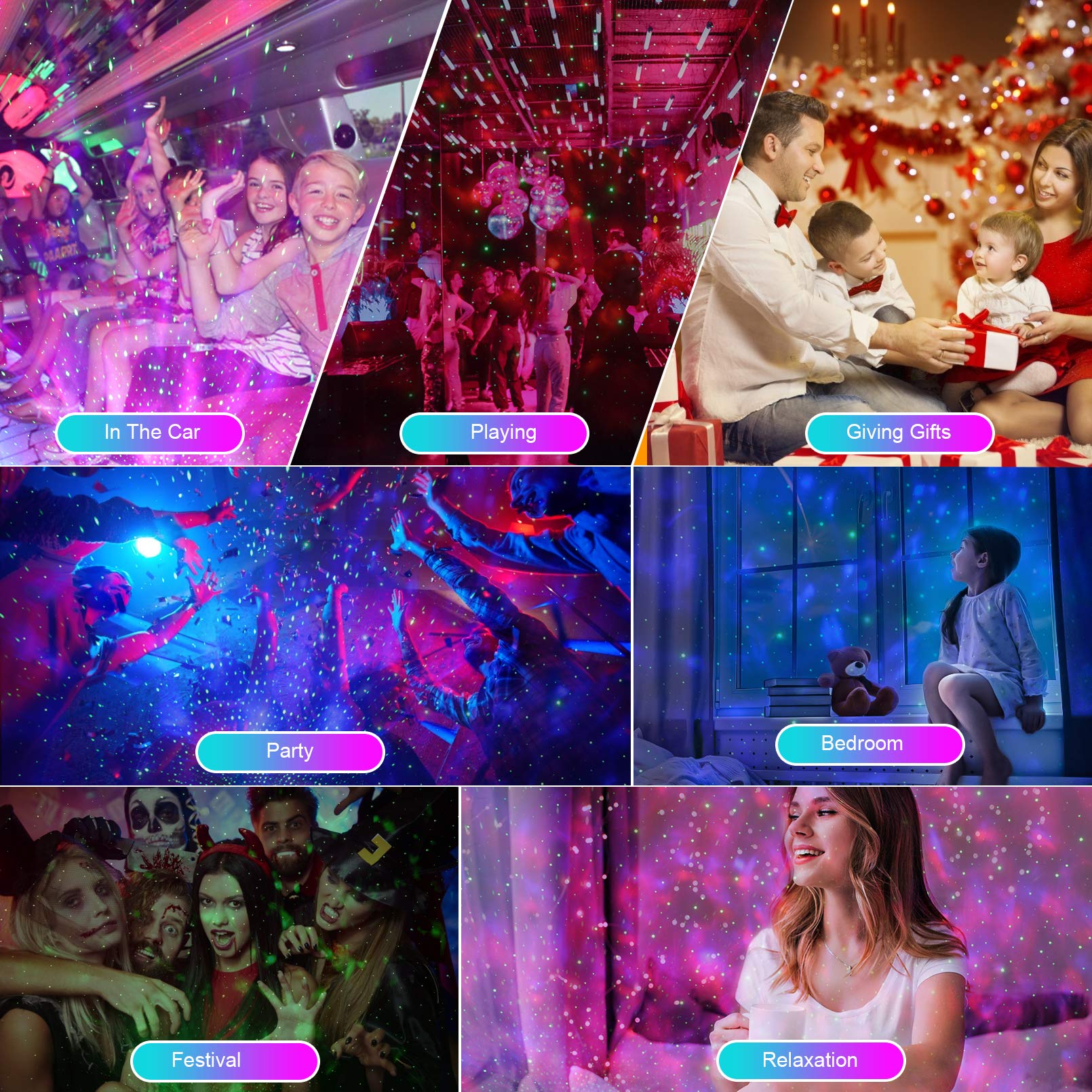 Galaxy Projector Night Light with Bluetooth Speaker & Timer - Starry Sky Projector for Bedroom, Kids Room, Party Decor - Perfect Christmas Gift for Adults & Teens