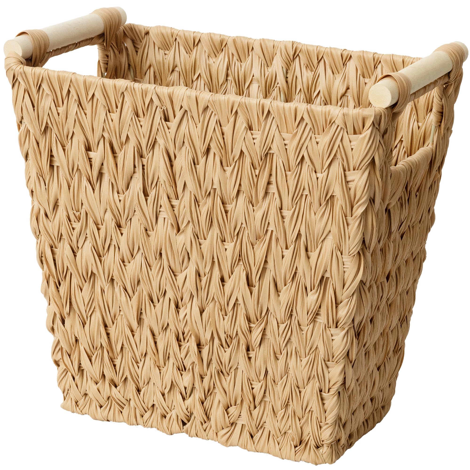 GRANNY SAYS Waterproof Wicker Trash Can with Handles - Bathroom & Bedroom Waste Basket, 1-Pack | Stylish Storage Solution for Home, Office, and Dorm Rooms