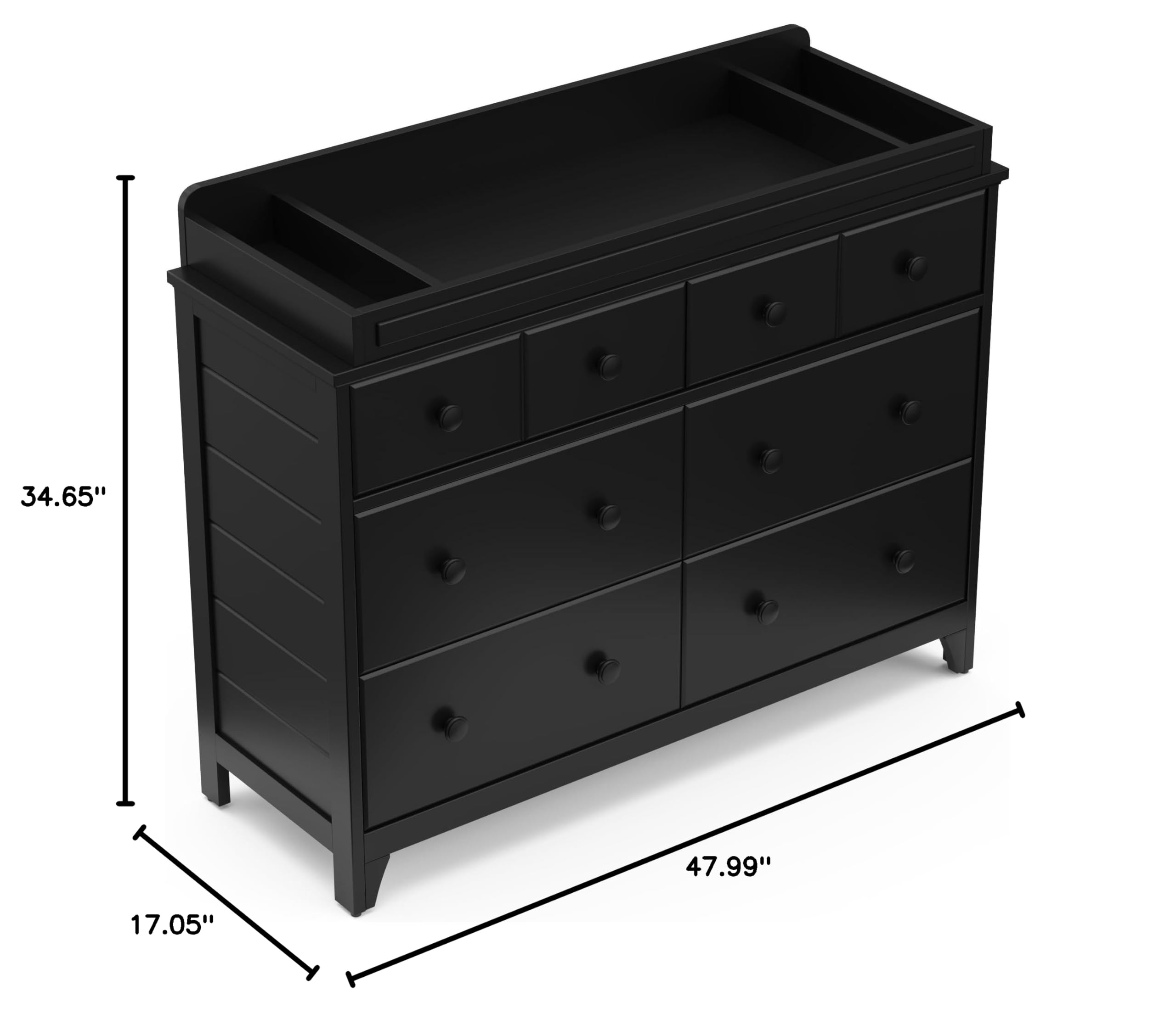 Storkcraft Moss 6-Drawer Double Dresser in Black - GREENGUARD Gold Certified Wooden Dresser for Nursery & Kids Room, 6-Drawer Storage Organizer, Chest of Drawers for Baby Clothes & Toys Organization