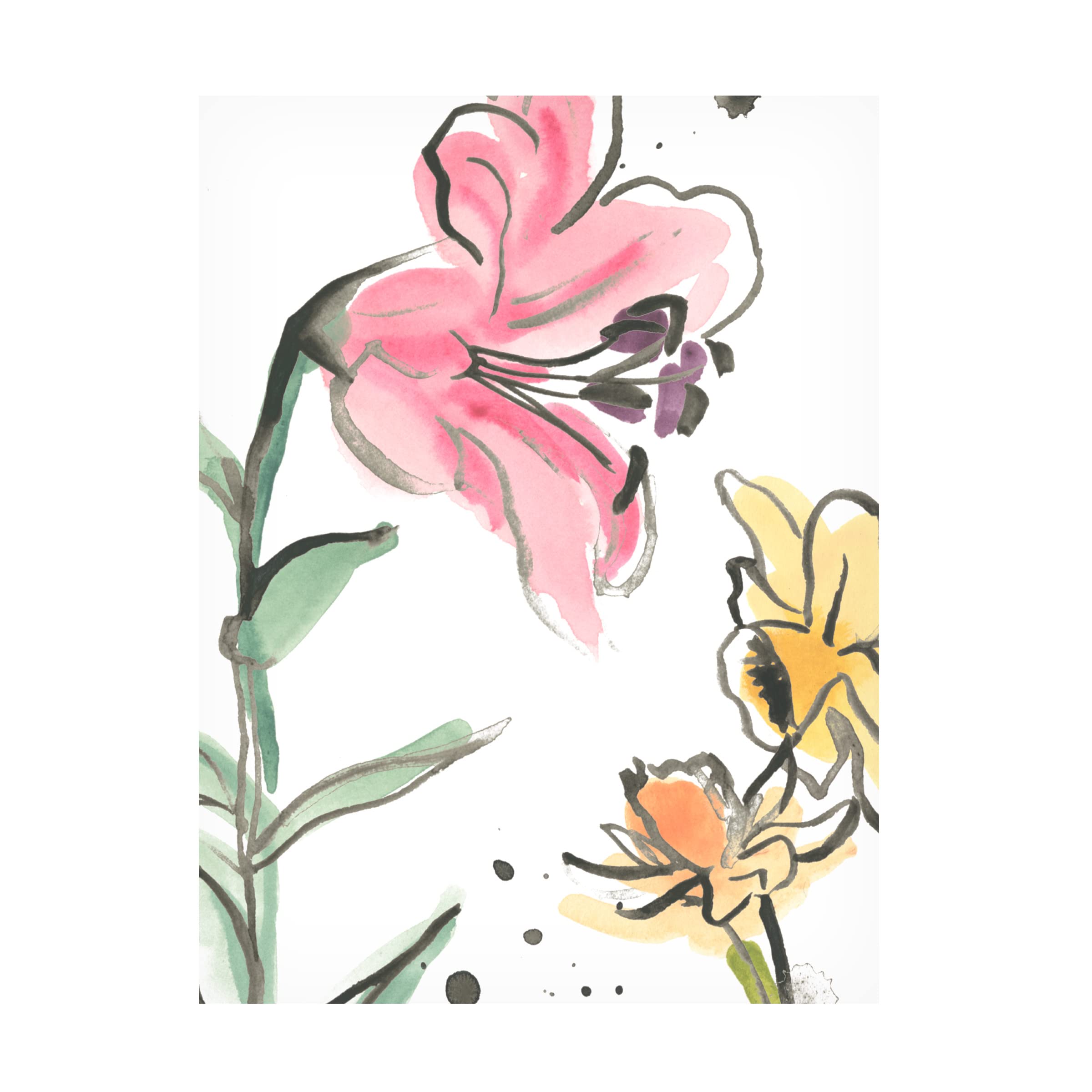 Trademark Fine Art 'Ink Wash Garden V' Canvas Wall Art Print by June Erica Vess - Modern Asian Landscape Painting for Living Room, Bedroom & Office Decor