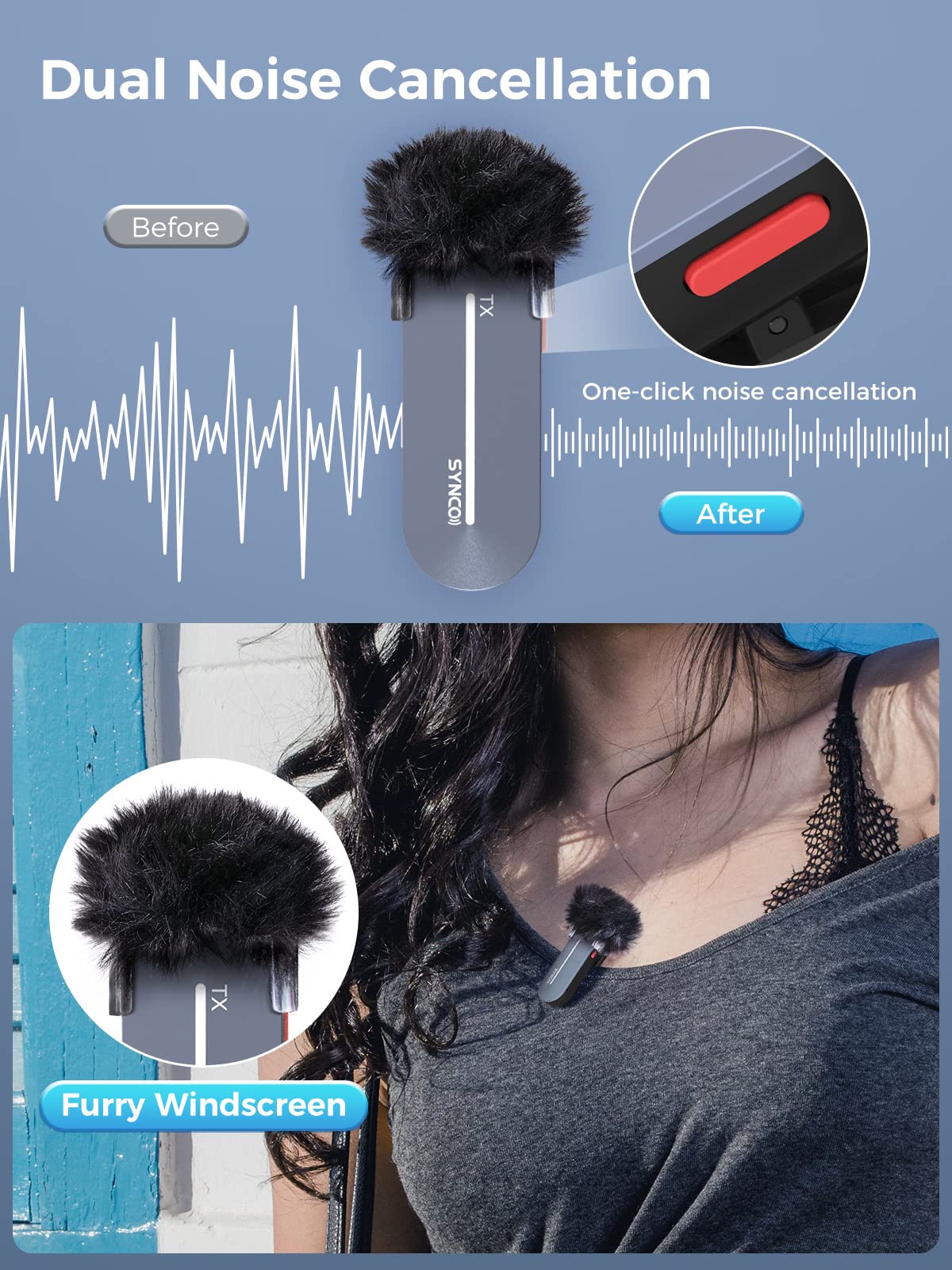 SYNCO P2ST 2.4GHz Wireless Lavalier Microphone with Charging Case - Dual Mic System (2TX 1RX) for USB-C Smartphones - Perfect for YouTube, TikTok Live Streaming, Vlogging & Podcasting - Ideal for Content Creators, Interviewers & Travel Vloggers