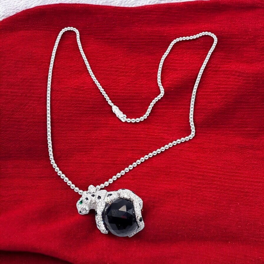 Cartier Panthere 18k Gold Diamond Emerald Onyx Pendant Necklace - Luxury Jewelry for Women, Perfect for Evening Gala & Special Occasions