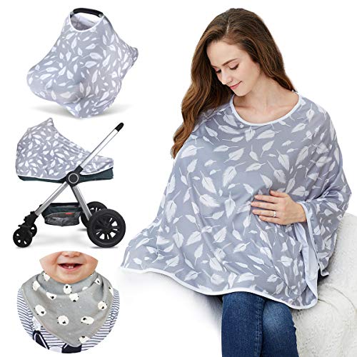 Multi-Use Baby Nursing Cover & Poncho - 360° Privacy for Breastfeeding, Stroller & Car Seat - Perfect Baby Shower Gift