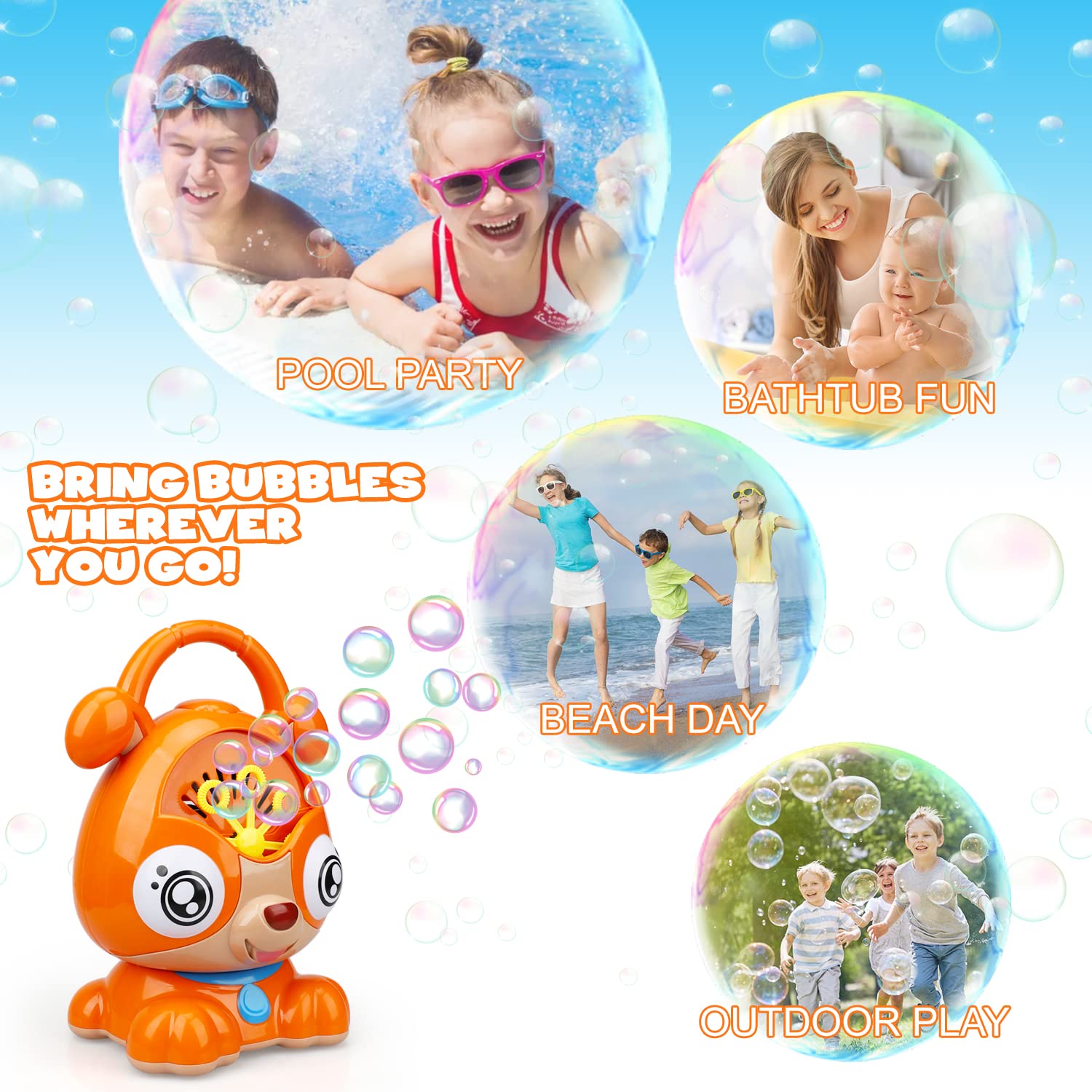 TOY Life Automatic Bubble Machine for Kids - 3000+ Bubbles per Minute, Outdoor/Indoor Bubble Blower Toy for Toddlers, Birthday Party, Backyard Fun, and Pet Play (Dog Bubble Maker)