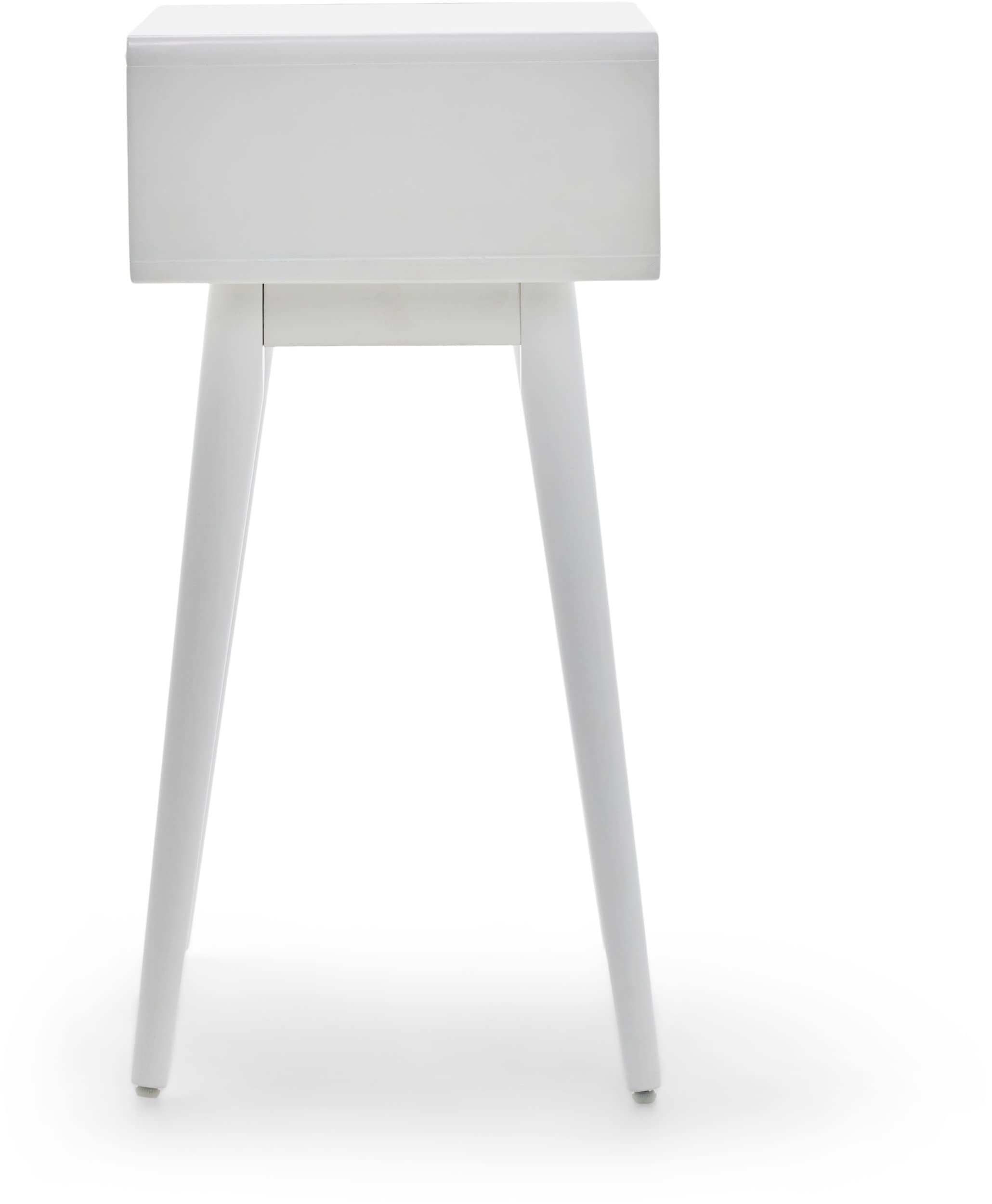 Elle Decor Rory White Side Table - Minimalist Mid-Century Nightstand for Bedroom & Living Room