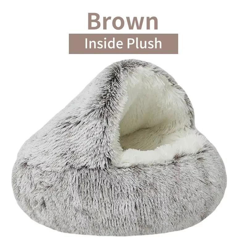 **Cozy Winter Plush Pet Bed - 2-in-1 Warm Sleep Nest for Small Dogs & Cats | Indoor Comfort for Cold Weather**