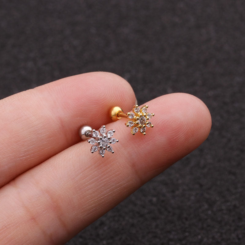 20G Cartilage Tiny Stud Flower Earrings for Women - HSPJ1944 | Dainty Floral Studs for Everyday Wear, Gifts & Special Occasions