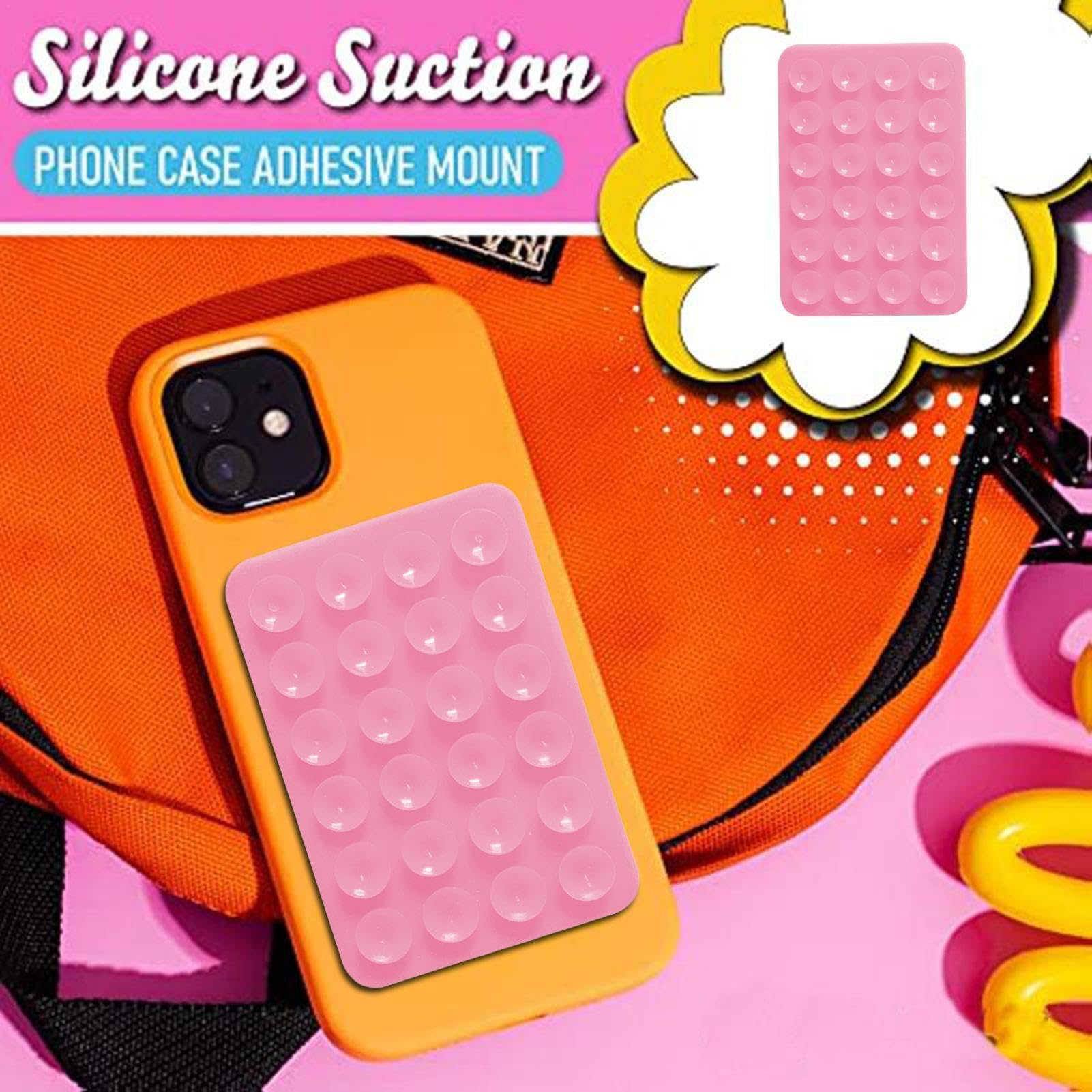 1/2 Pieces Silicone Adhesive Phone Holder - Double Sided Suction Cup Phone Case 3x2 Inch - Hands Free Phone Mount for Dressing Table Mirror, Bathroom, Kitchen & Car Dashboard - Universal Phone Stand for iPhone, Samsung & Smartphones
