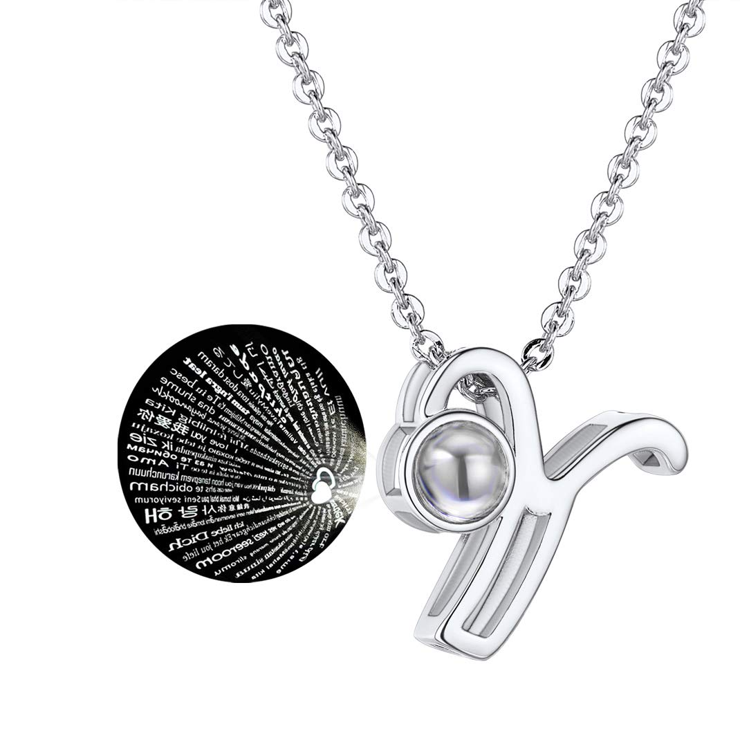 I Love You Initial Necklace - Custom Photo Jewelry for Women | Gift for Her, Wife, Mother | Anniversary, Birthday, Christmas