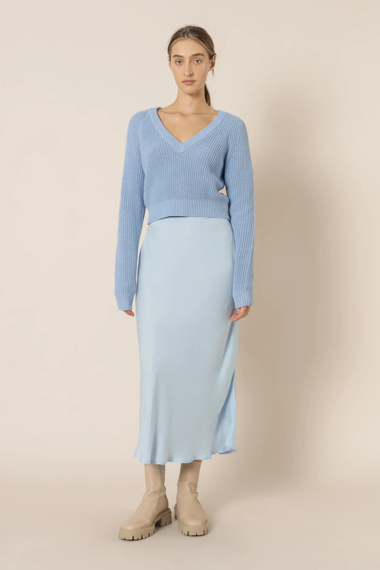 Erin V-Neck Knit Sweater for Women - Soft & Comfortable Sky Blue Pullover - Perfect for Casual Wear, Office & Date Nights
