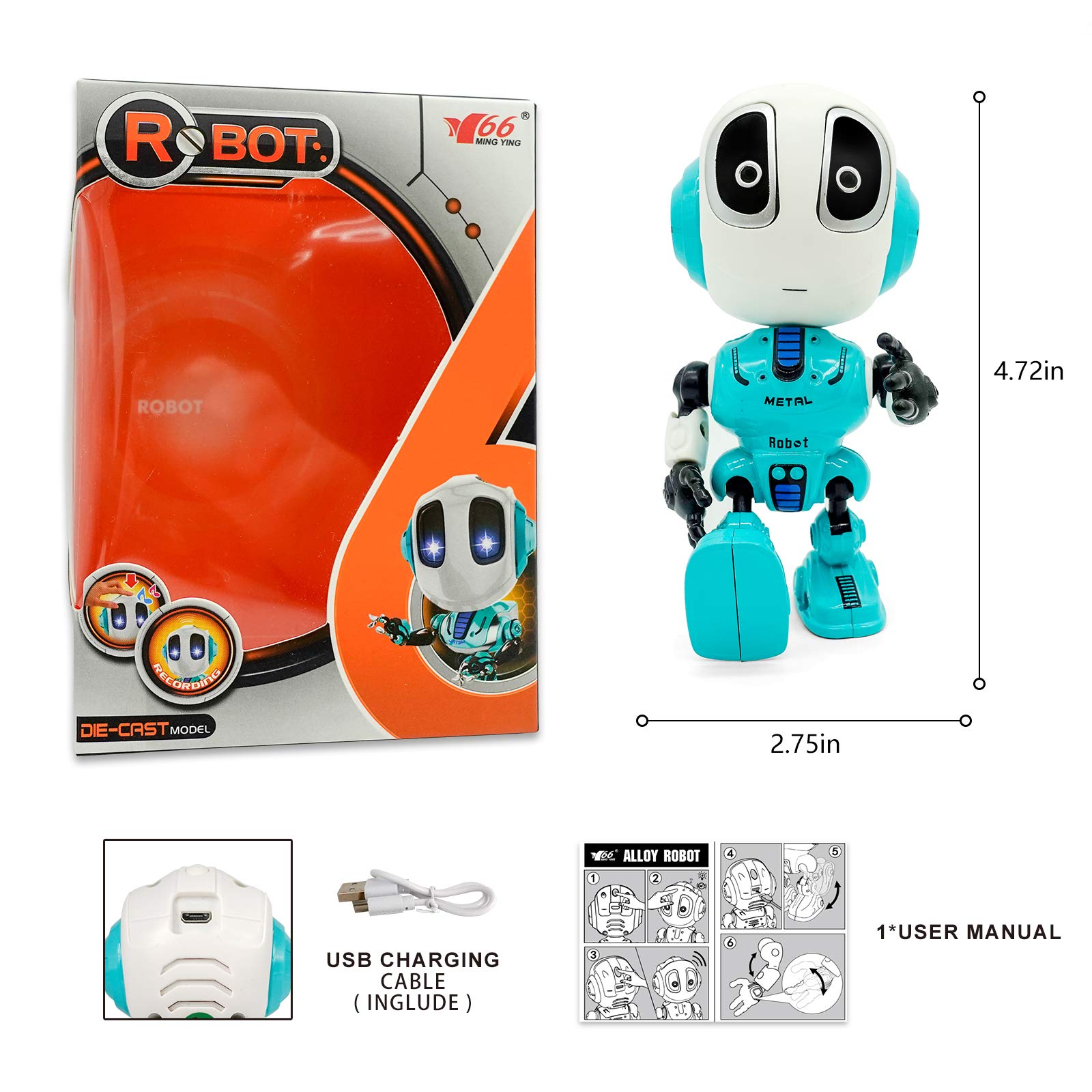 Interactive Talking Robot Toy for Kids - Mini Repeater Robot for Boys & Girls Ages 4-6 | Fun Educational STEM Toy | Birthday Gift & Stocking Stuffer (Blue) - Perfect for Playtime, Learning & Family Bonding