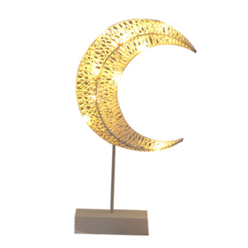 Mosichi LED Night Light - Christmas Star Moon Table Lamp with Rattan Design for Bedroom, Kitchen, Home Office, Nursery & Bathroom | Perfect for Nighttime Reading, Baby Care & Relaxation