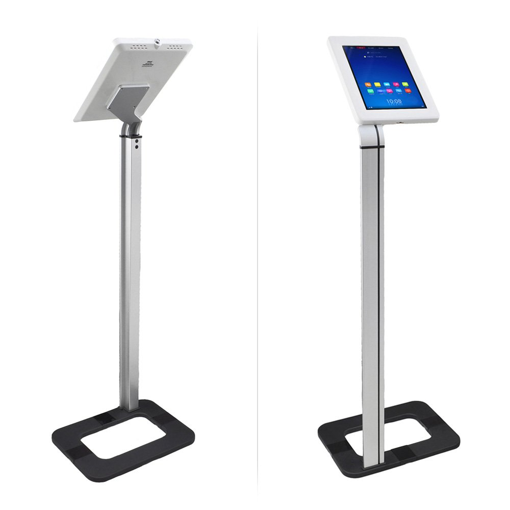 Pyle Adjustable Metal Tablet Stand Holder - Anti-Theft Security Floor Stand with Clamp-Style Arm for iPad & Tablets (7.4
