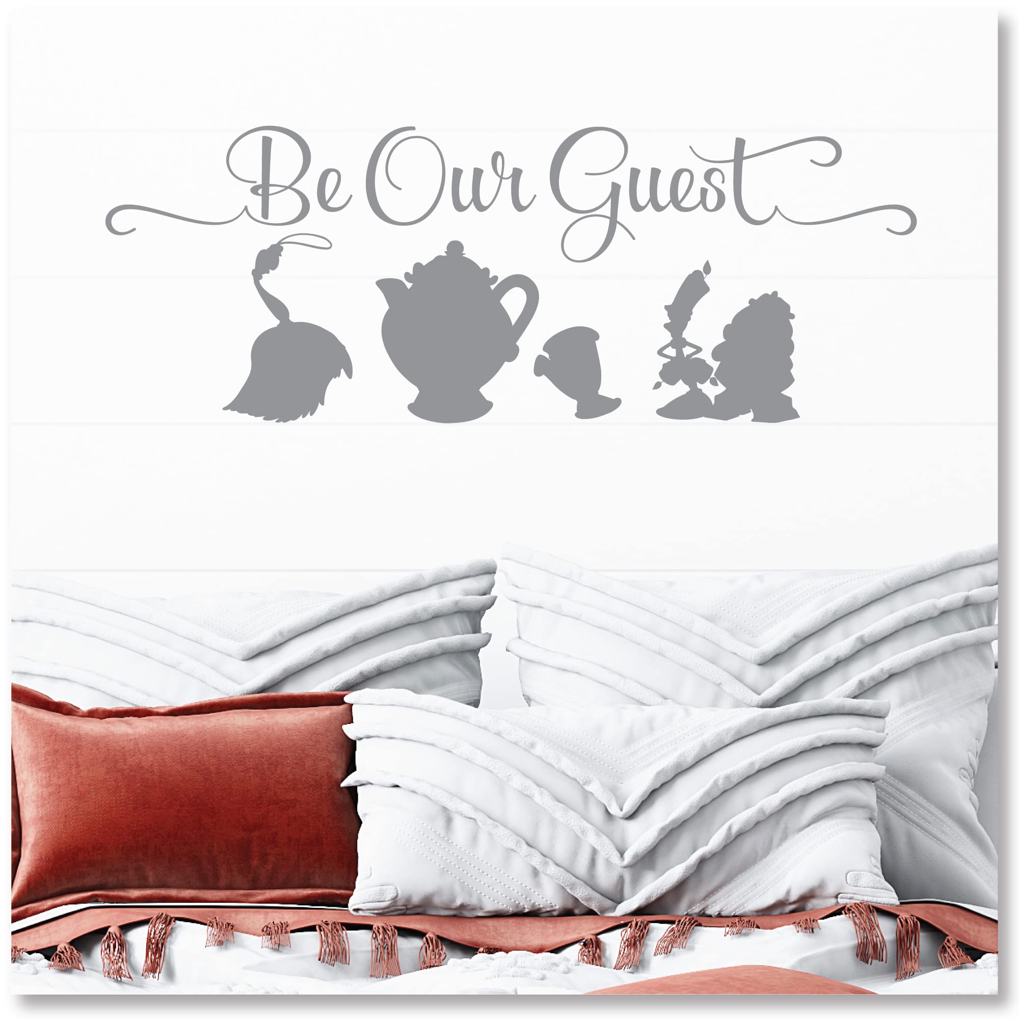Be Our Guest Silhouette Wall Decal - Elegant Disney-Inspired Vinyl Sticker for Bedroom, Guest Room & Kitchen Decor - Perfect for Nursery, Living Room & Home Interior Design
