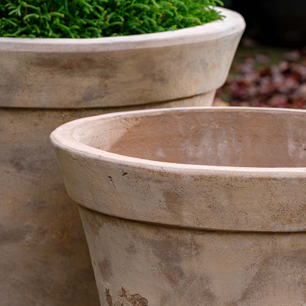 Campania International Usuki Planter Set of 2 - Antico Terra Cotta Flower Pots for Indoor/Outdoor Plants - Perfect for Home Garden, Patio, and Balcony Decor