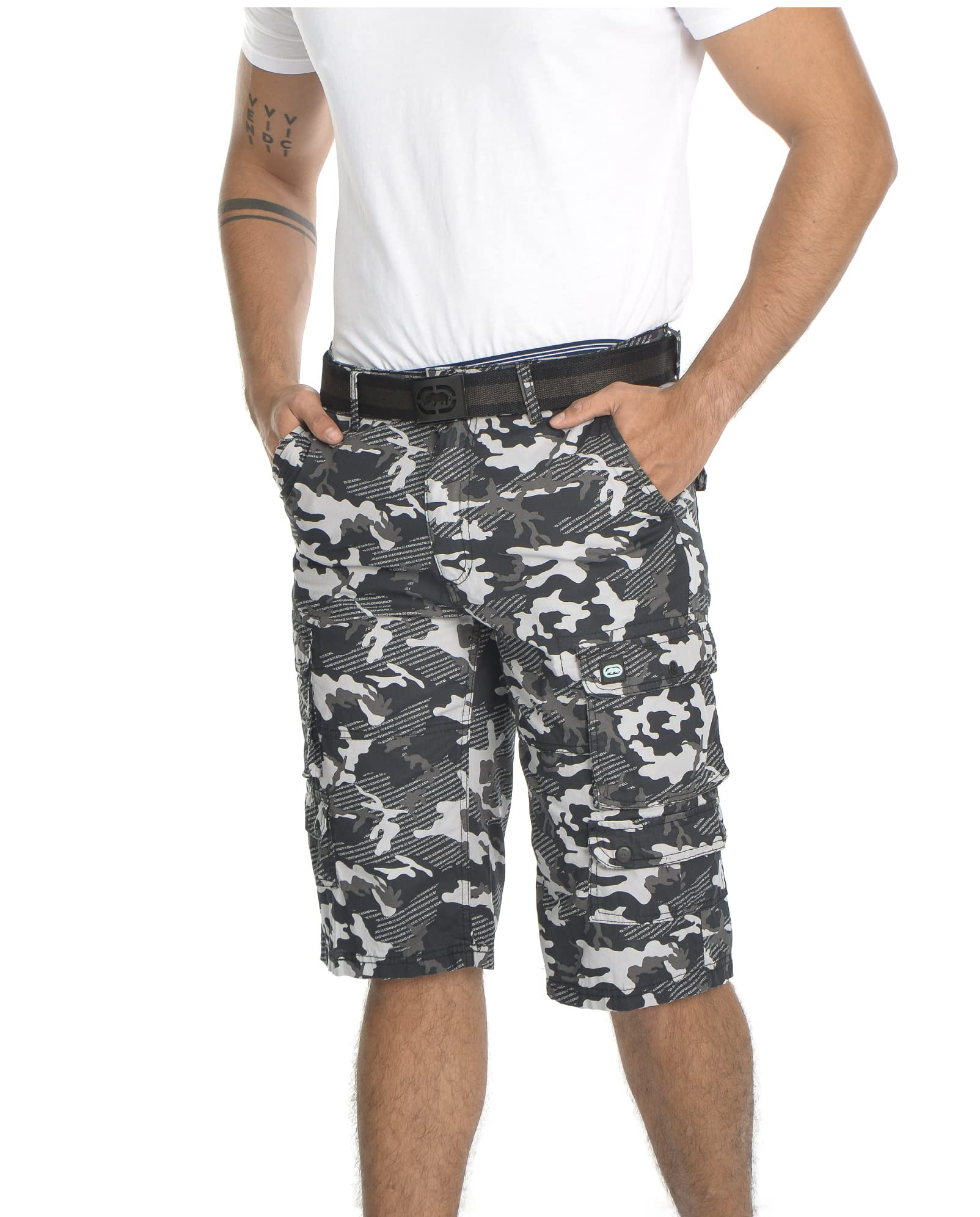 Ecko Men's Cargo Shorts with Belt - Durable Twill Fabric Casual Shorts for Outdoor, Hiking & Summer Wear