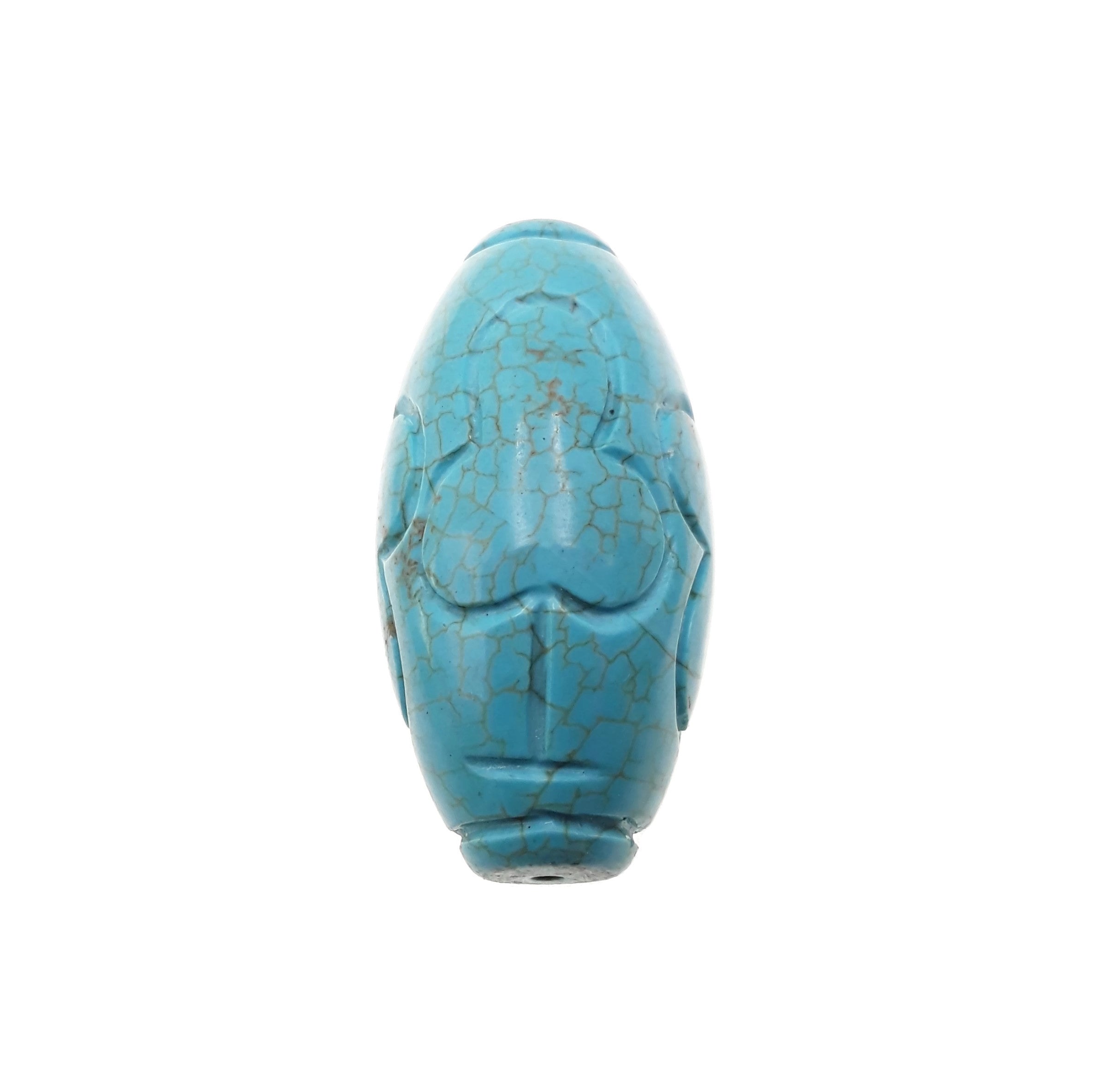 Hand Carved Blue Turquoise Flower Ball Beads - 22mm, 25mm, 28mm Sizes - Sold Individually - Perfect for Jewelry Making, DIY Crafts & Beading Projects