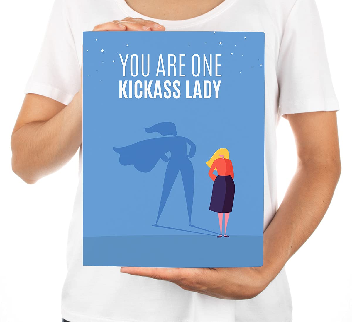 Funny National Boss's Day Jumbo Card - 'You Are One Kickass Lady' - 8.5 x 11 Inch Blank Greeting Card with Envelope - Humorous Office Banter Card for Women - Perfect Boss Appreciation Gift for Workplace Celebrations (1-Pack)