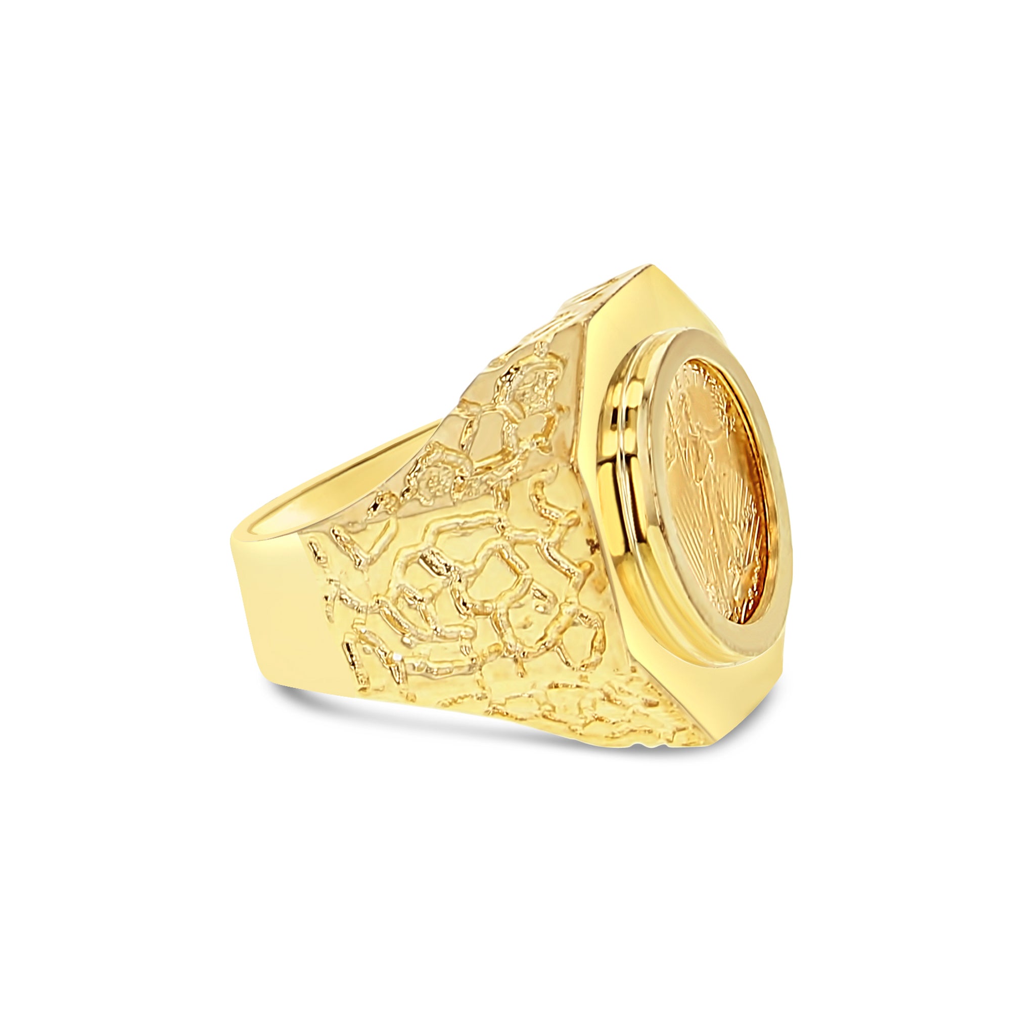 1/10OZ Lady Liberty Coin Ring - Octagon Bezel & Nugget Band - Unique Silver Jewelry for Women - Perfect for Gifts, Weddings & Special Occasions