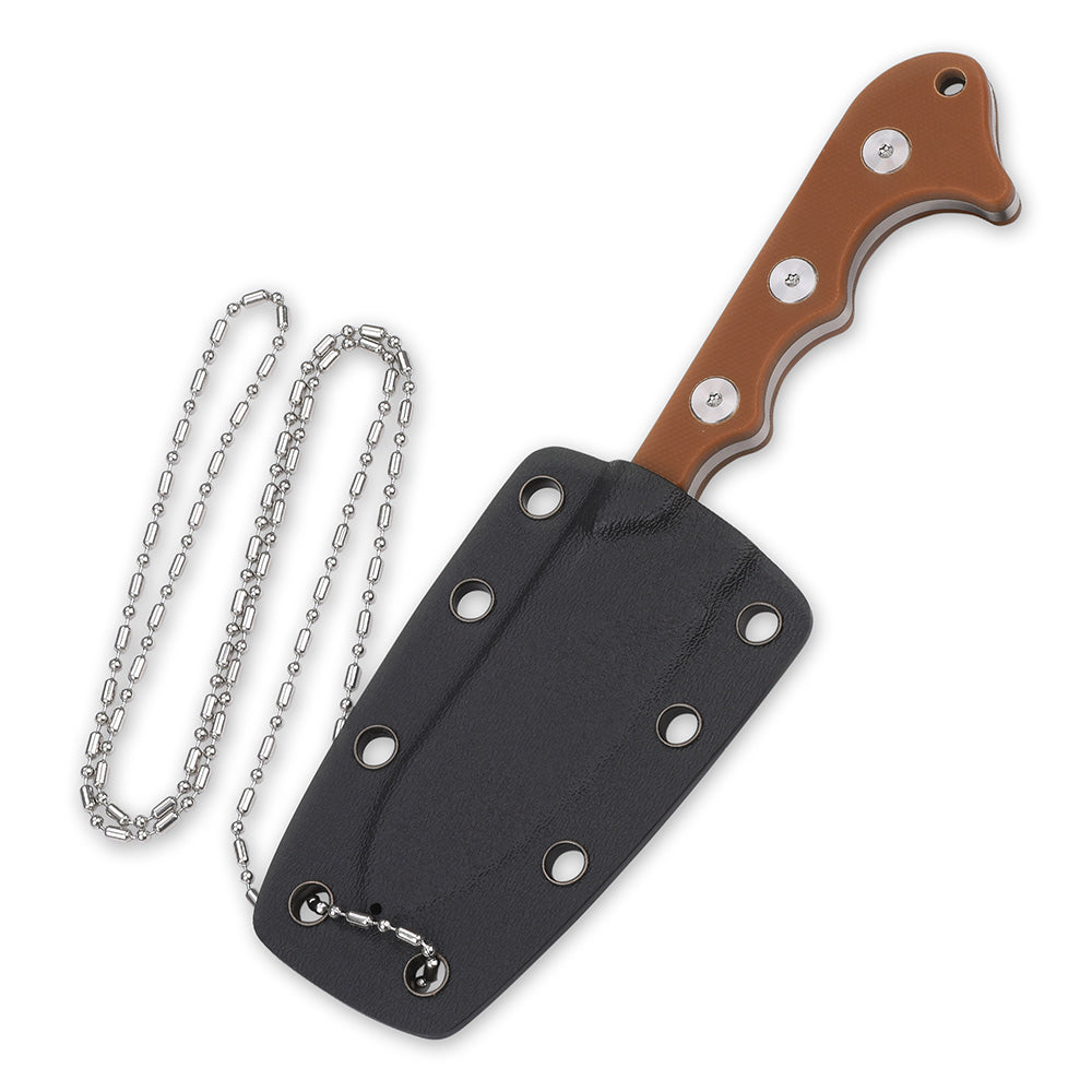 QSP Neckmuk Neck Knife - D2 Steel Blade, G10 Handle with Kydex Sheath - Compact EDC Knife for Outdoor, Camping, Survival & Everyday Carry