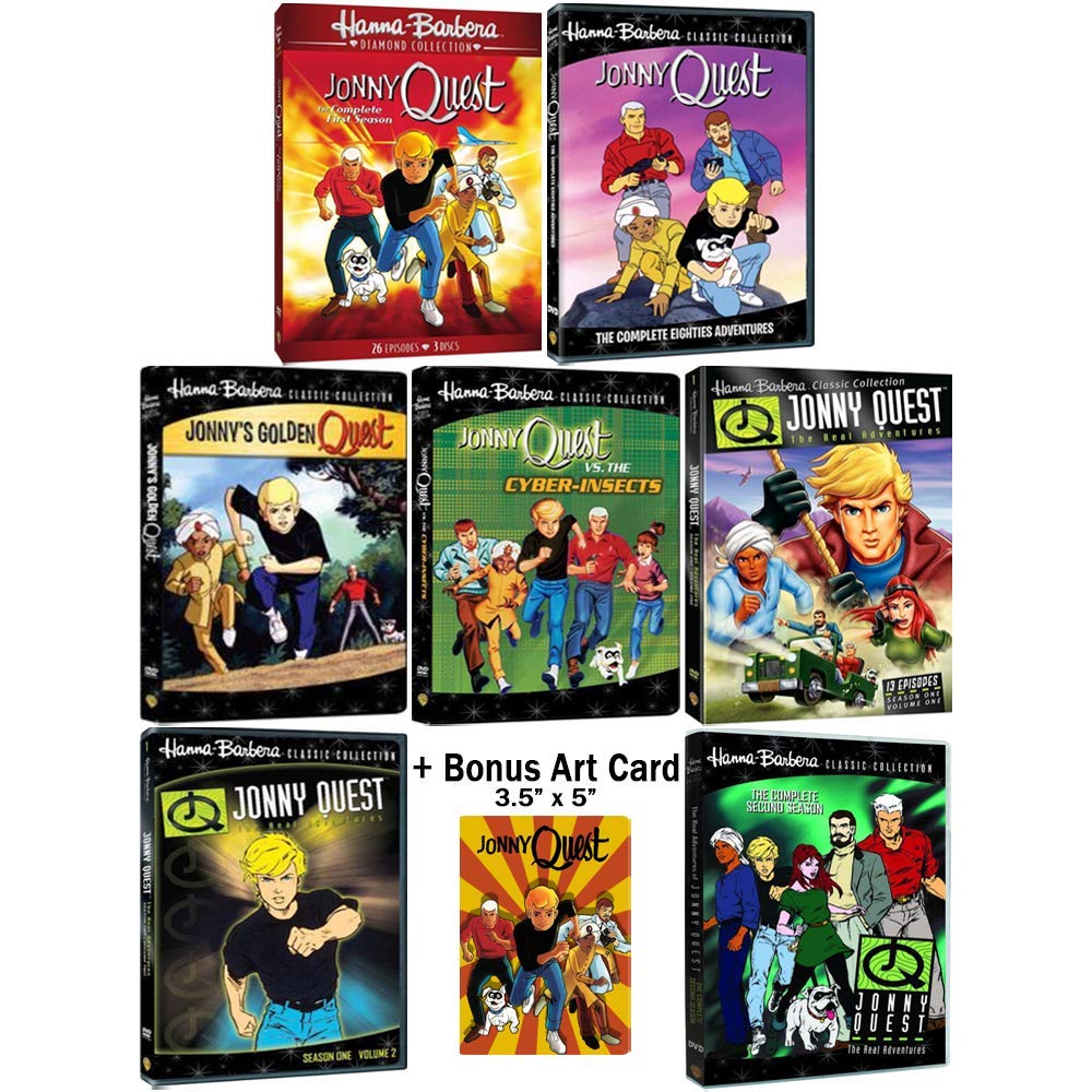 Jonny Quest Complete Series DVD Collection - 1960s, 1980s & 1990s TV Shows + 2 Movies (Cyber Insects & Golden Quest) with Bonus Art Card - Classic Animated Adventure for Kids & Adults - Perfect for Family Movie Nights & Nostalgic Viewing