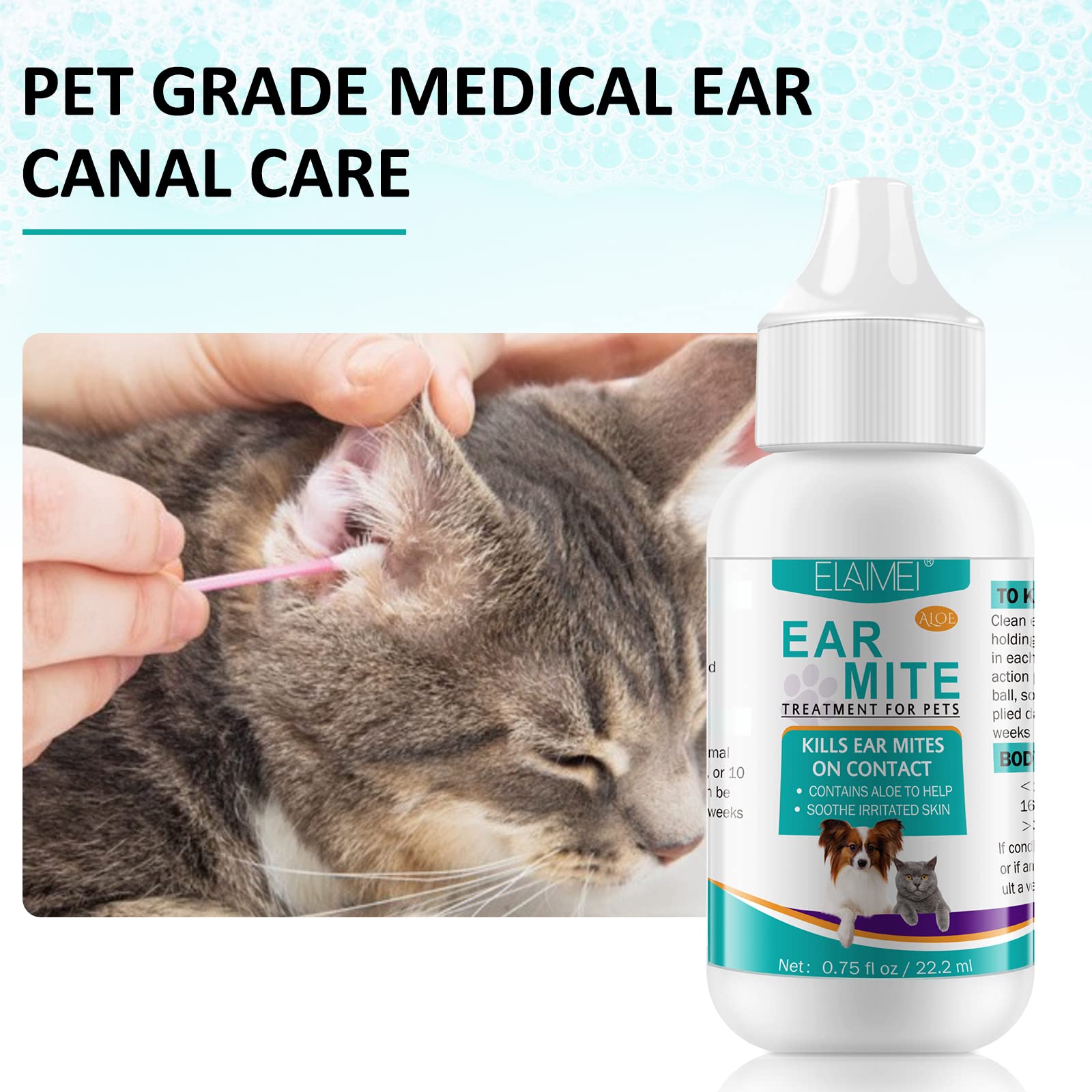 Limvoo Dog & Cat Ear Cleaner - Ear Mites Treatment Drops for Pets, Gentle Ear Wash Solution for Dogs & Cats - Prevent & Treat Ear Infections, Itching & Odor - Perfect for Regular Pet Grooming & Veterinary Care