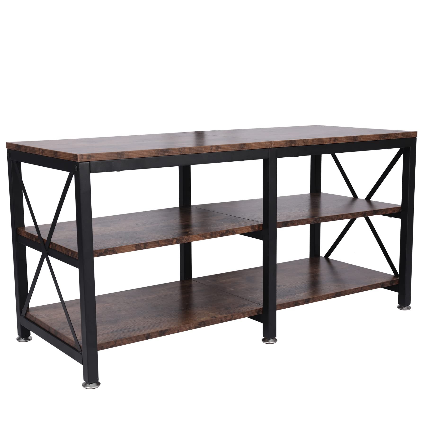 AKVOMBI 40 Inch TV Stand with 3-Tier Shelves - Modern Entertainment Center, Narrow Rustic Brown TV Console Table for Living Room - Perfect for TVs, Gaming Consoles & Home Decor Storage