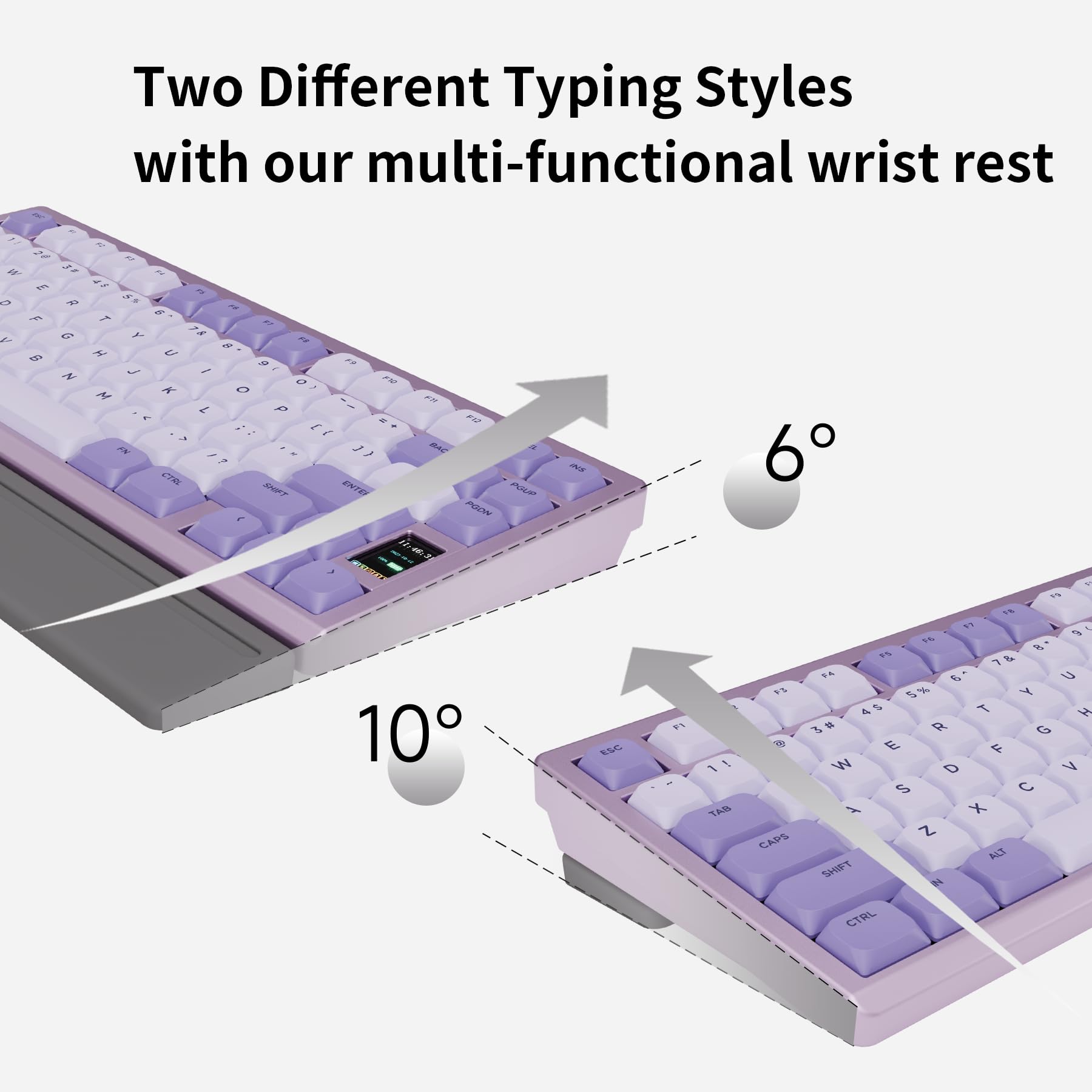 Chilkey ND75 LP Low Profile Aluminum Mechanical Keyboard - 75% Wireless Gaming Keyboard with Screen, Tri-Mode Connectivity, Quick Disassembly, RGB Backlit - for PC, Laptop, Office & Gaming (Purple) | Perfect for Esports, Typing & Professional Workstations