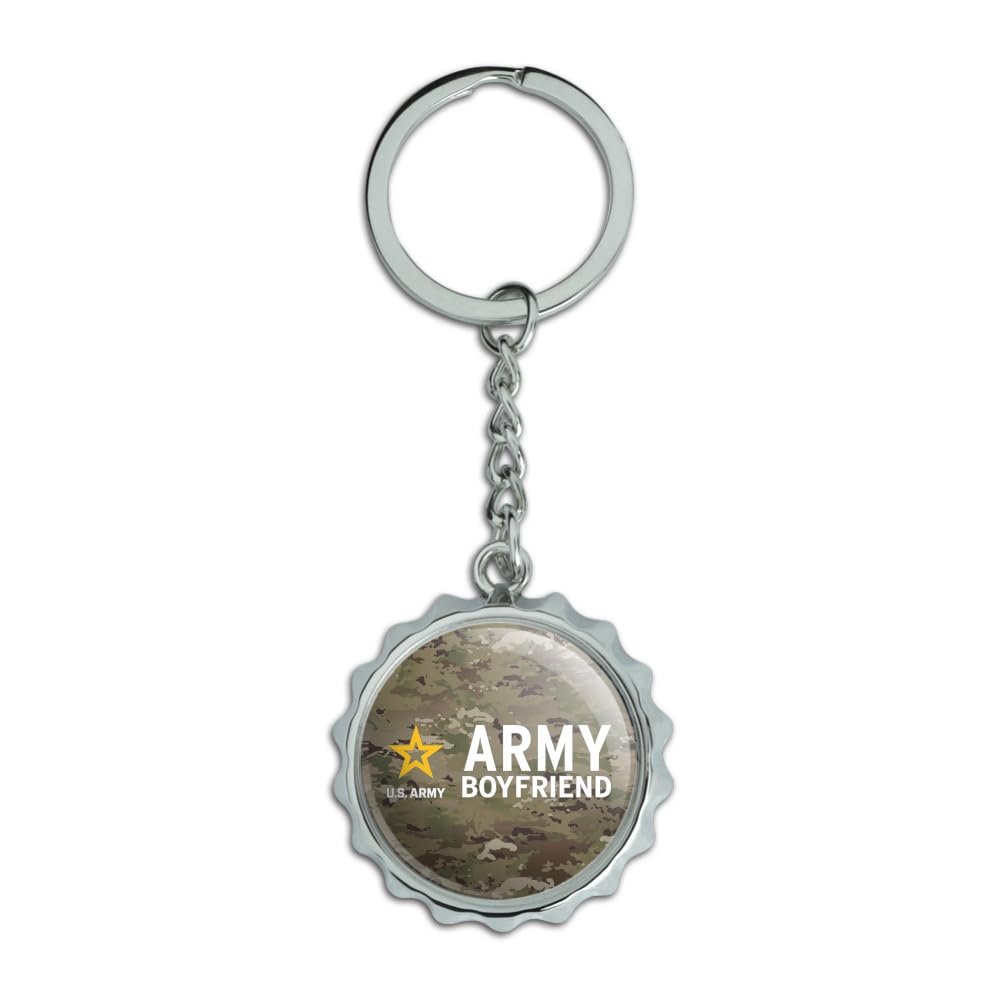 U.S. Army Boyfriend Keychain - Chrome Plated Metal Pop Cap Bottle Opener - Perfect Gift for Military Lovers, Soldiers & Veterans - Great for Camping, BBQs & Outdoor Adventures