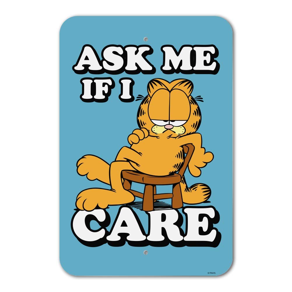Garfield 'Ask Me If I Care' Funny Office Sign - Cute Cartoon Home & Business Decor - Perfect for Work Desks, Break Rooms, and Gift Giving