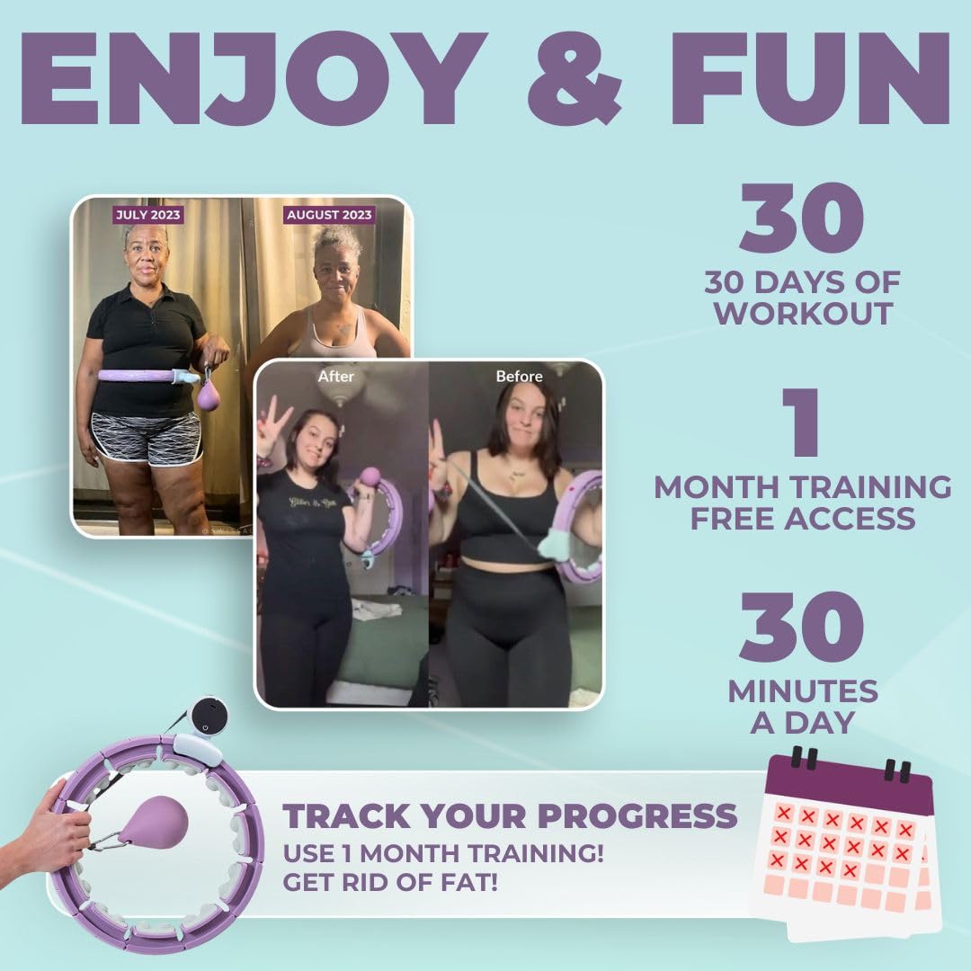 Premium Swiss Activa+ S6+ Infinity Smart Weighted Hula Hoop with Digital Counter (23-44 Inch Adjustable) - Advanced Fitness Equipment for Weight Loss & Core Workouts - Perfect for Home Gym, Outdoor Exercise & Women's Fitness Routines