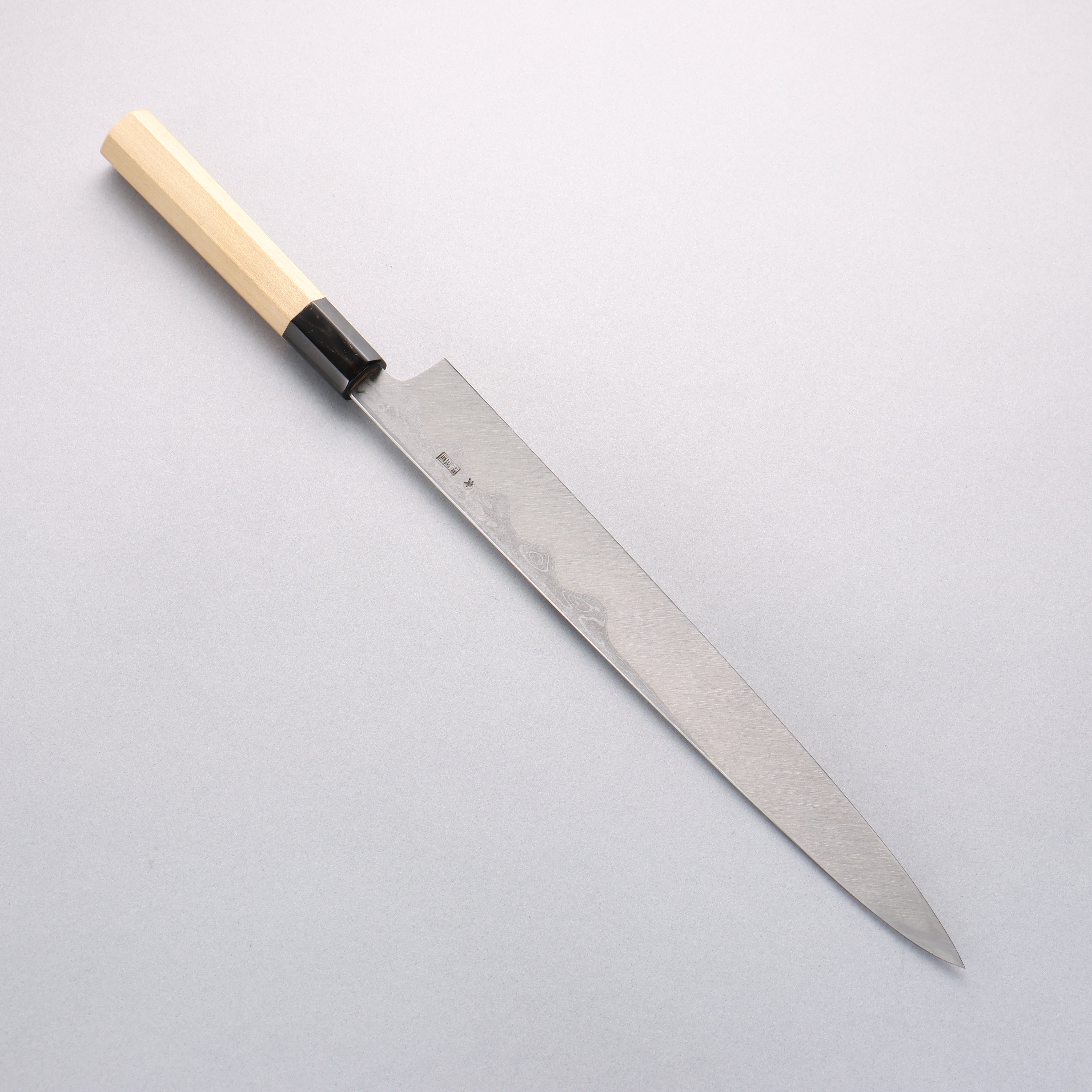Premium Kikuzuki Blue Steel No.1 Damascus Yanagiba Sushi Knife 300mm with Magnolia Wood Handle - Professional Japanese Sashimi & Sushi Preparation Tool for Chefs & Home Cooks