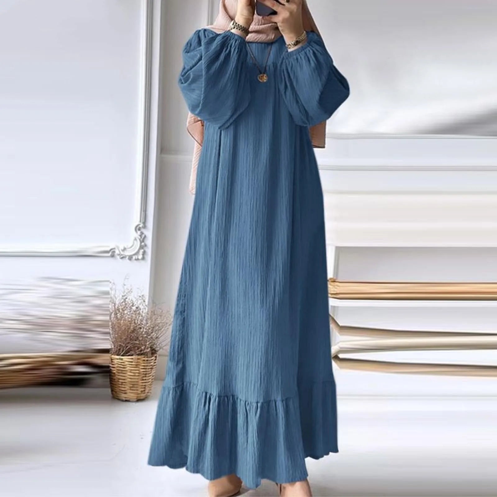 Elegant Balloon Sleeve Modest Abaya Dress for Women - Perfect for Prayer, Special Occasions & Everyday Wear