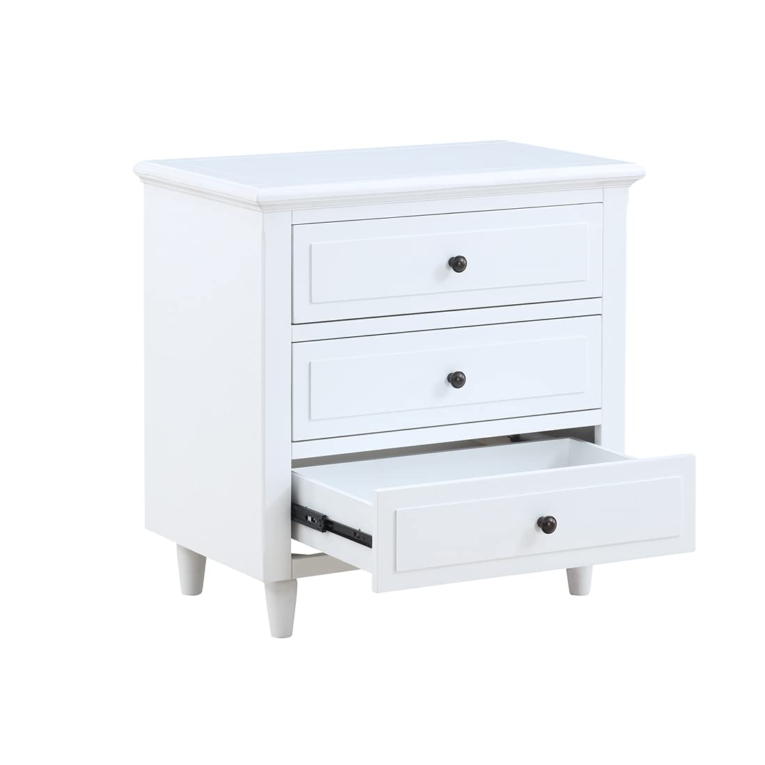 Modern 3-Drawer Nightstand with Wood Cabinet - Stylish End Table & Sofa Table for Bedroom, Living Room, Office & Home Decor (White) - Perfect for Small Space Organization & Bedside Storage
