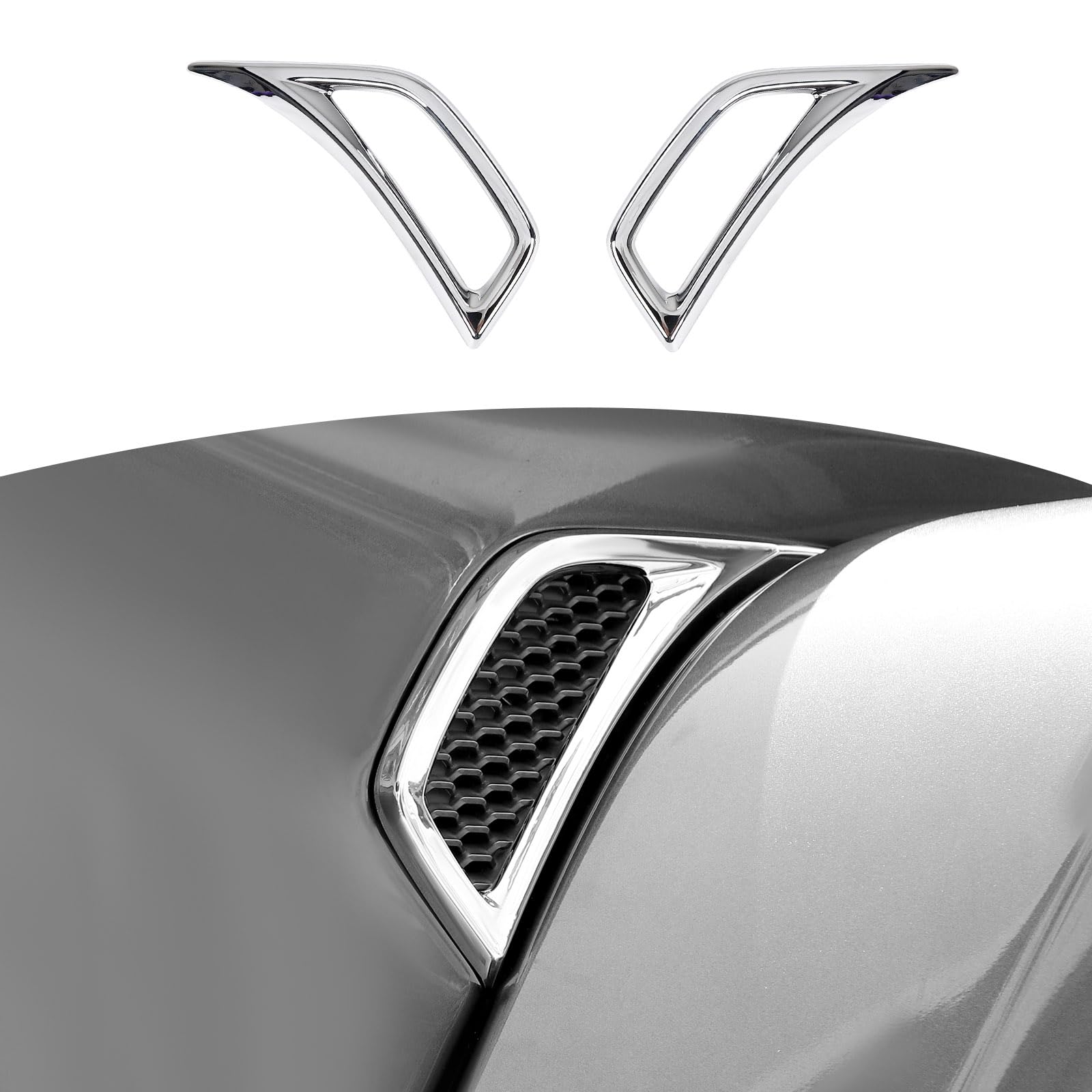 Jeep Wrangler JL JLU & Gladiator JT Side Fender Vent Decal Trim Cover - Chrome Exterior Accessories (2018-2024) 2pcs - Off-Road Style Upgrade for Enhanced Appearance