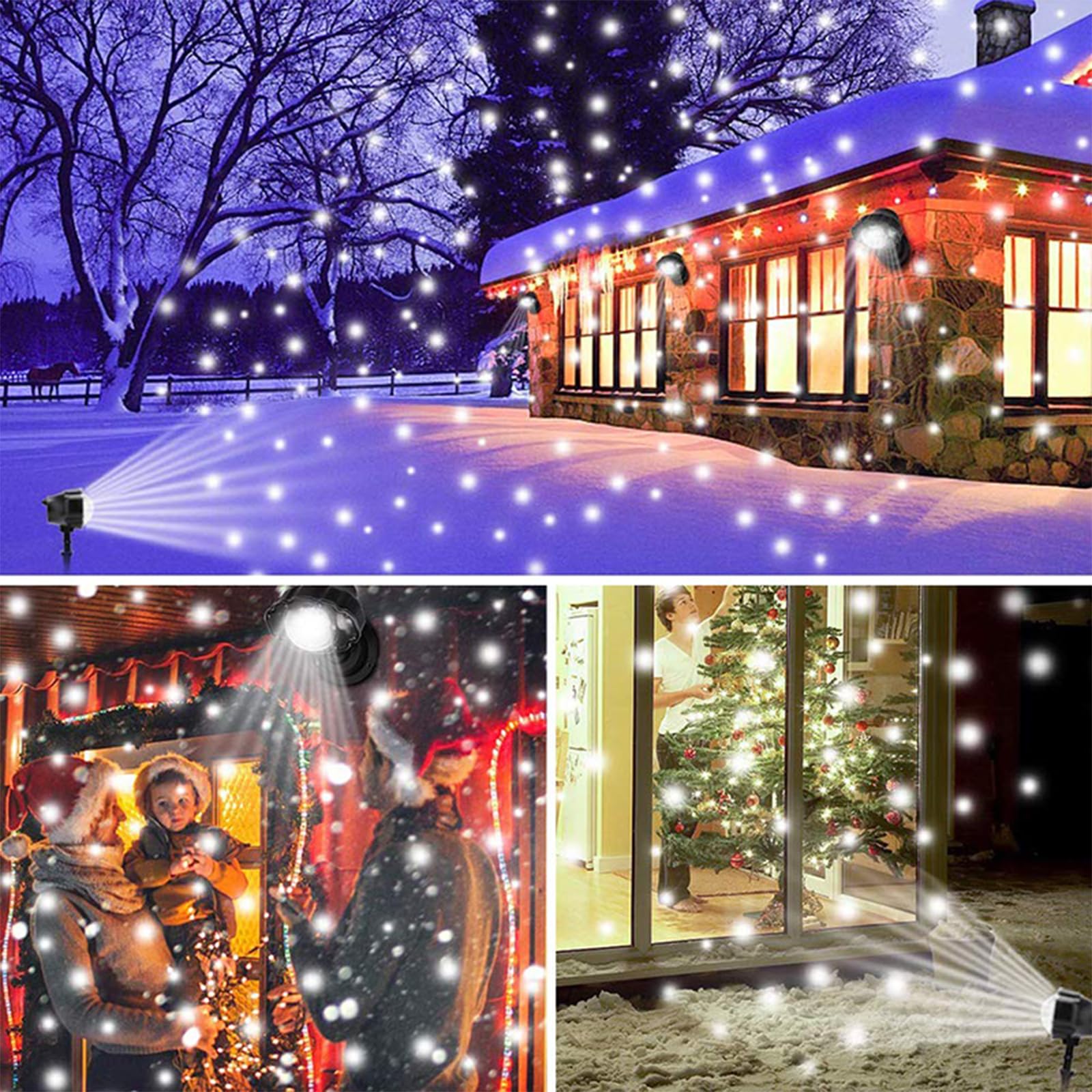 Christmas Snowfall Projector Lights - Waterproof Outdoor LED Holiday Decor with RF Remote & Timer, Wide Coverage High Brightness for Xmas, Parties, Weddings, Winter Decorations (Perfect for Yard, Garden, House Facade Seasonal Display)