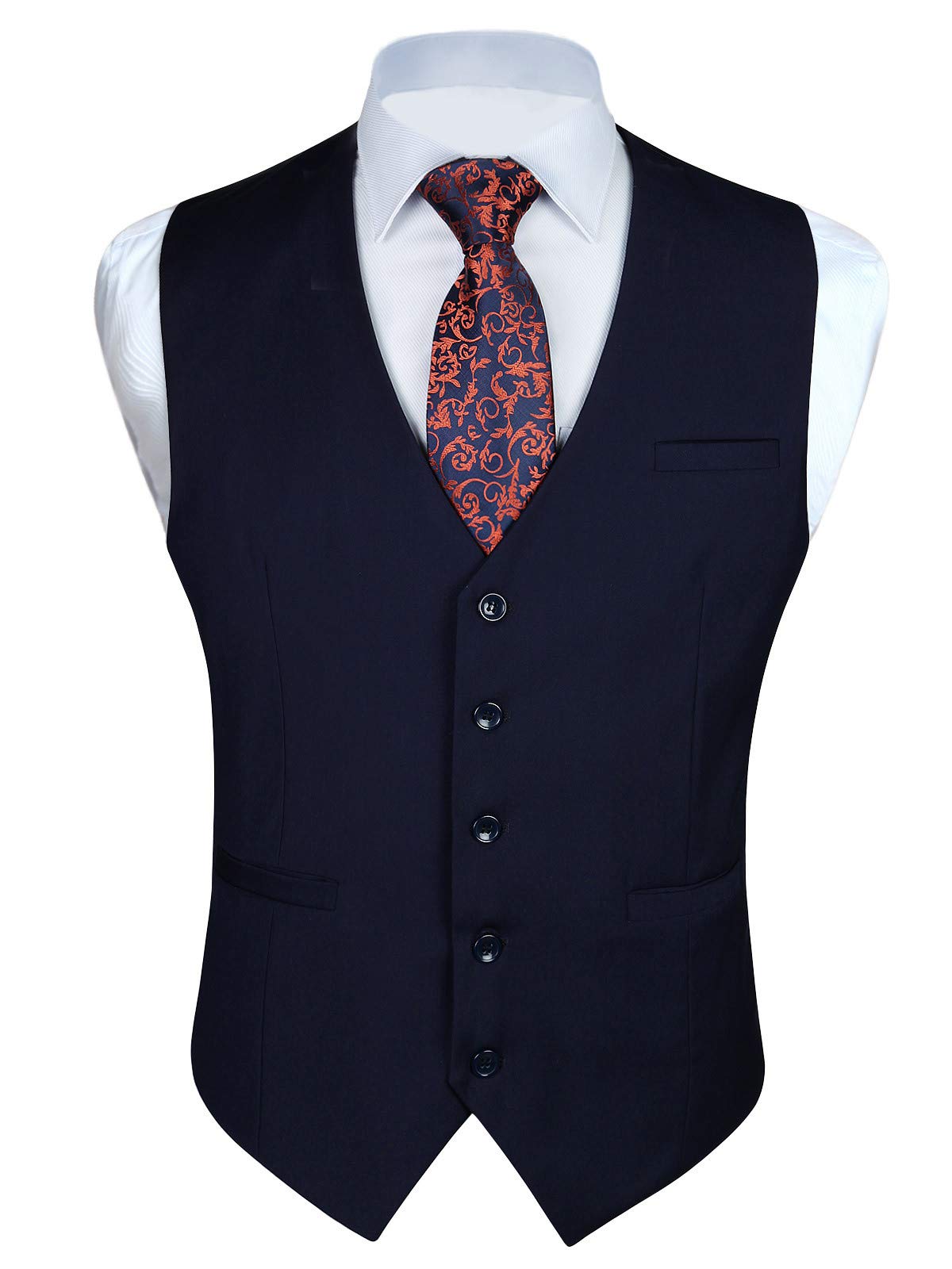 Enlision Men's Slim Fit Business Suit Vest - Formal Waistcoat for Tuxedo & Office Wear - Solid Color Dress Vest for Weddings, Prom & Business Events