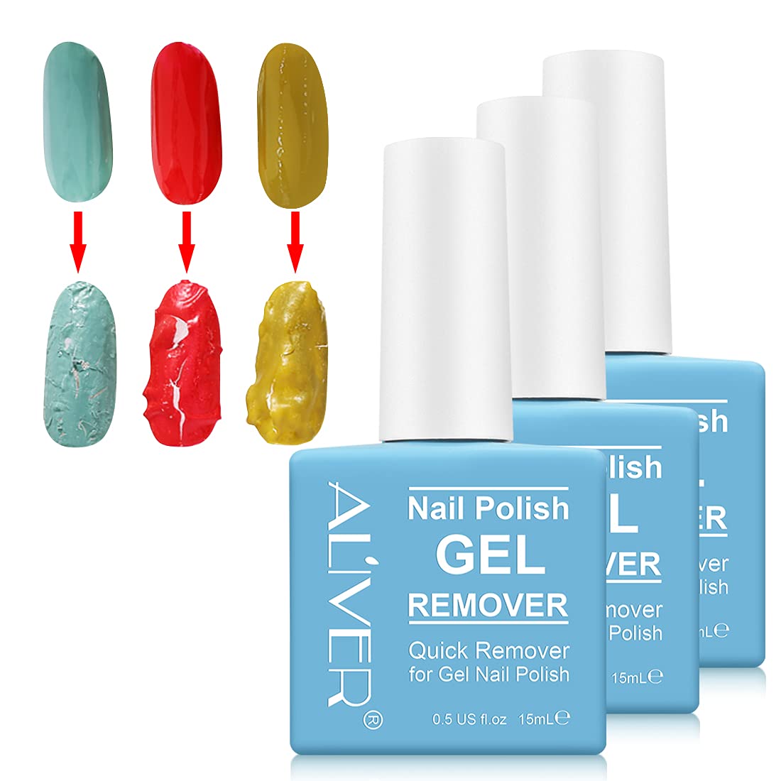 Professional Gel Nail Polish Remover (3 Pack) - Fast Soak Off Formula for Salon & Home Manicures - Easy to Use Nail Care Solution for Gel & Acrylic Nails Removal