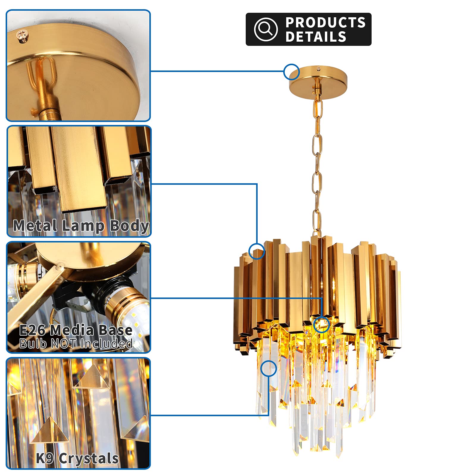 Modern Gold Crystal Chandelier - 12