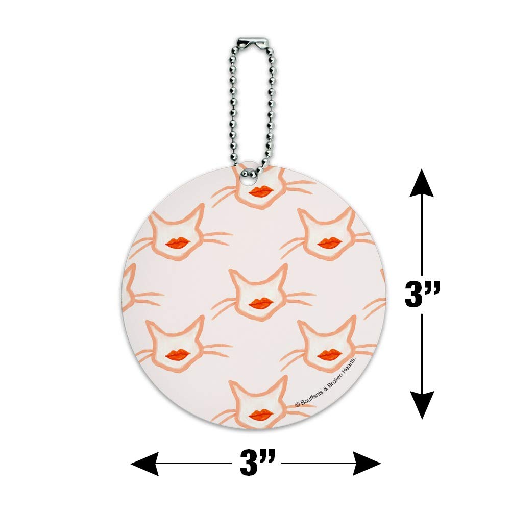 Funny Smooching Kissing Cats Pattern Round Luggage ID Tag - Durable Suitcase & Carry-On Baggage Identifier - Perfect for Travel Accessories & Pet Lover Gifts
