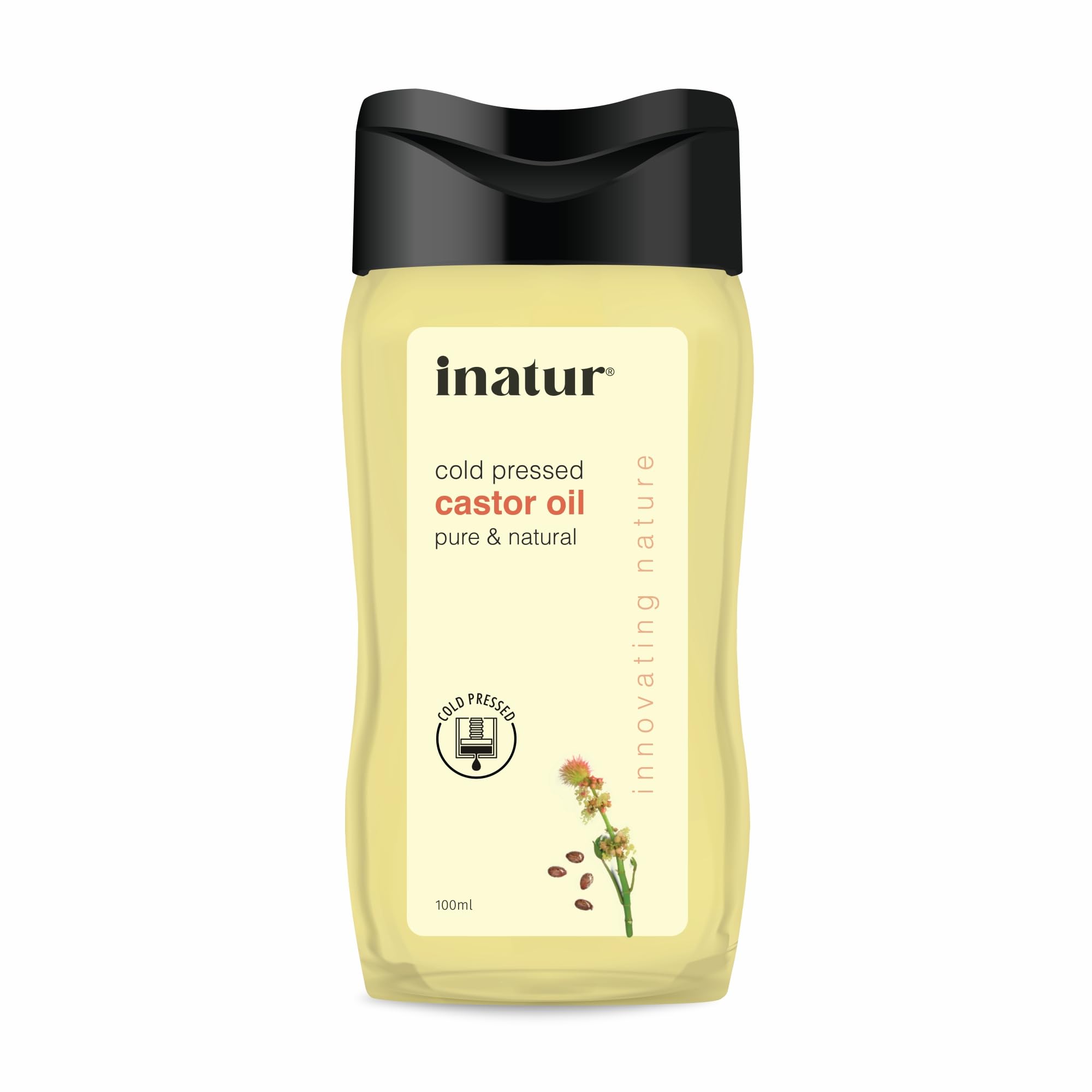 100% Pure Cold Pressed Castor Oil 100ml - Organic & Natural Hair Growth Oil for Eyebrows, Eyelashes, Scalp & Skin Care | Nourishes Dry Skin, Strengthens Hair & Nails | Perfect for DIY Beauty Treatments & Nighttime Hair Masks