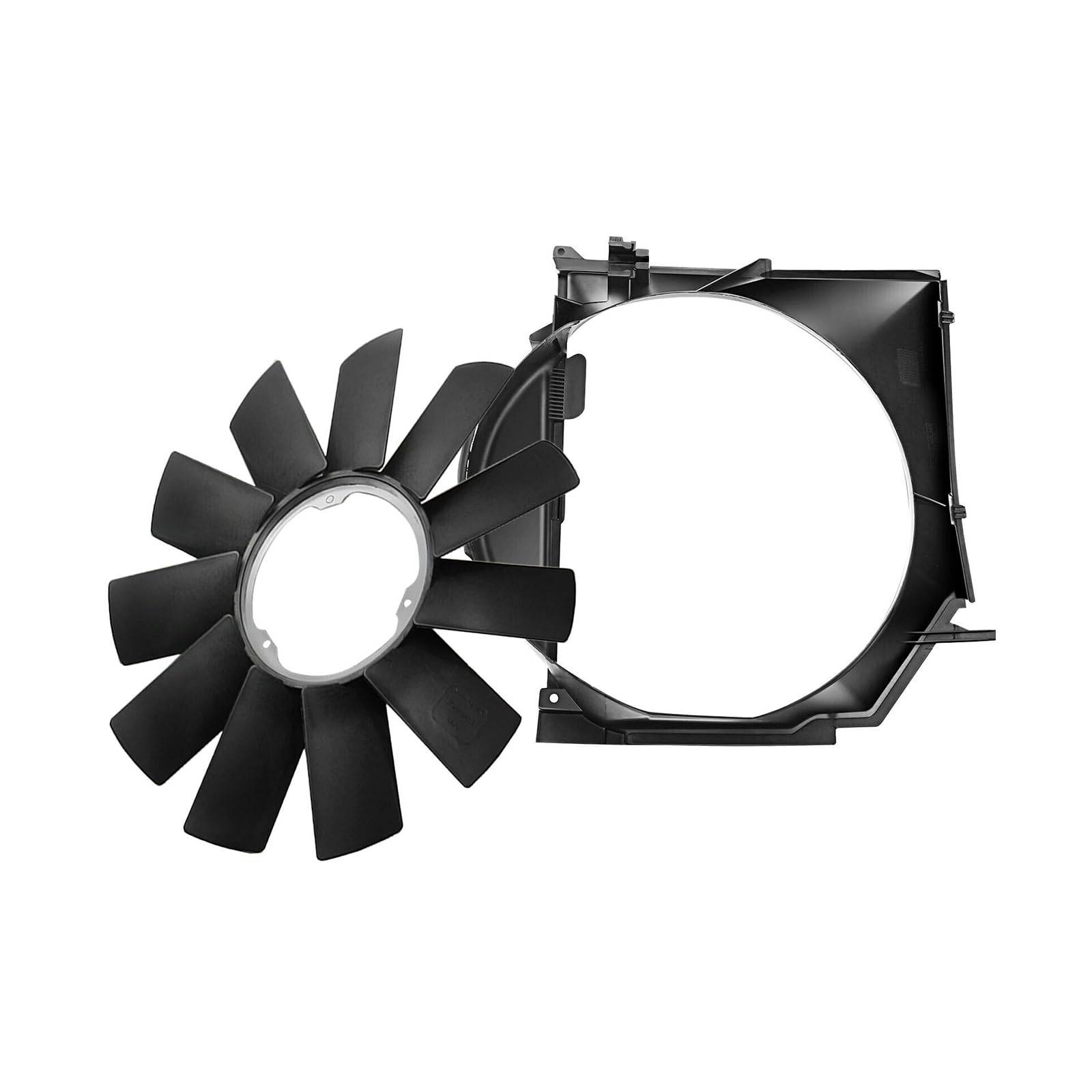 BMW E46 Radiator Cooling Fan Shroud with Fan Blade Kit - Compatible with 320i 323i 325i 328i 330i (1997-2006) - OEM 17111436259 & 11521712058 Replacement - Perfect for Engine Cooling System Repair & Maintenance