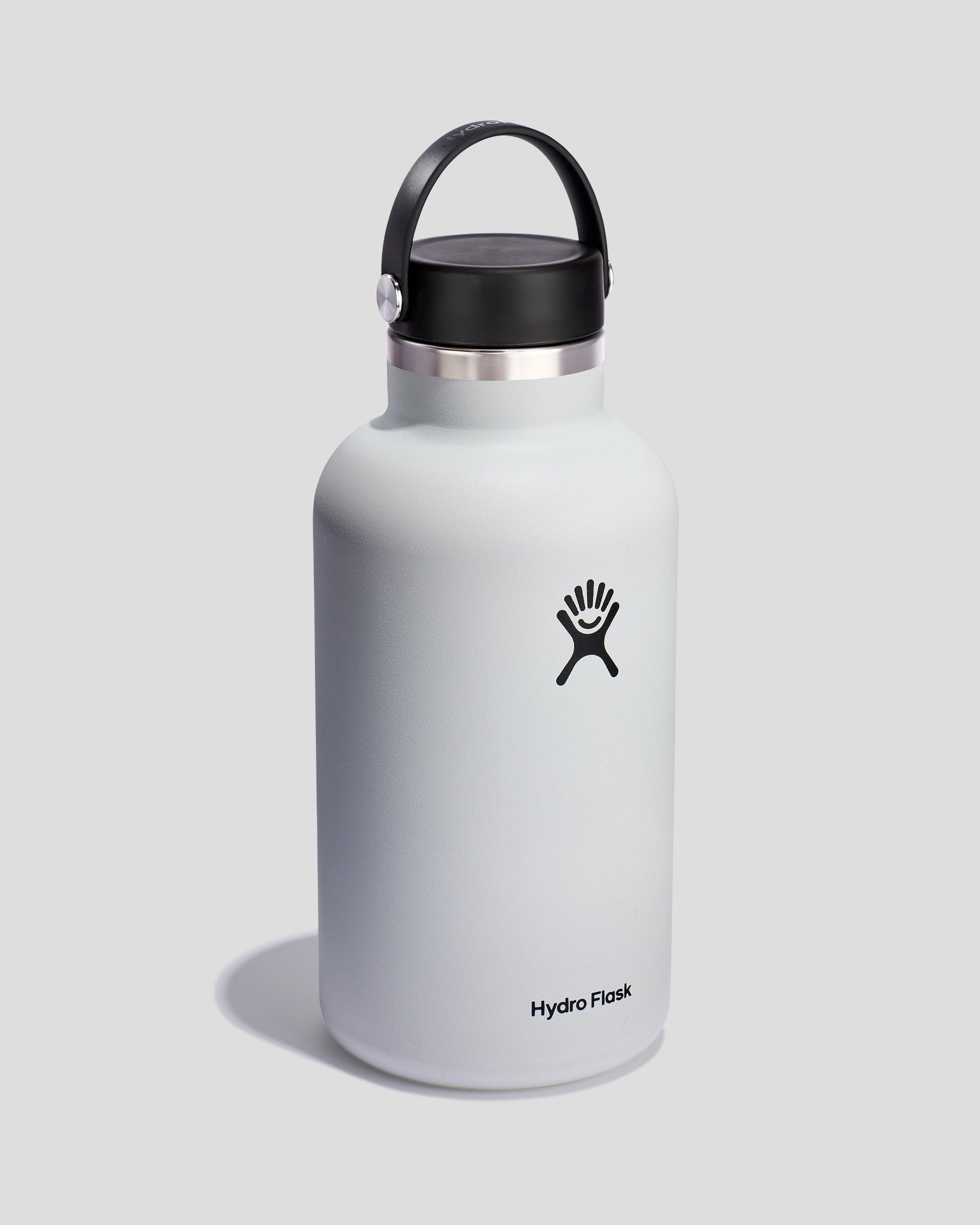 Hydro Flask Wide Mouth Water Bottle 1.9L (64 oz) - Insulated Stainless Steel Vacuum Flask - Keeps Drinks Cold for 24 Hours & Hot for 12 Hours - Perfect for Hiking, Camping, Gym & Outdoor Activities - White