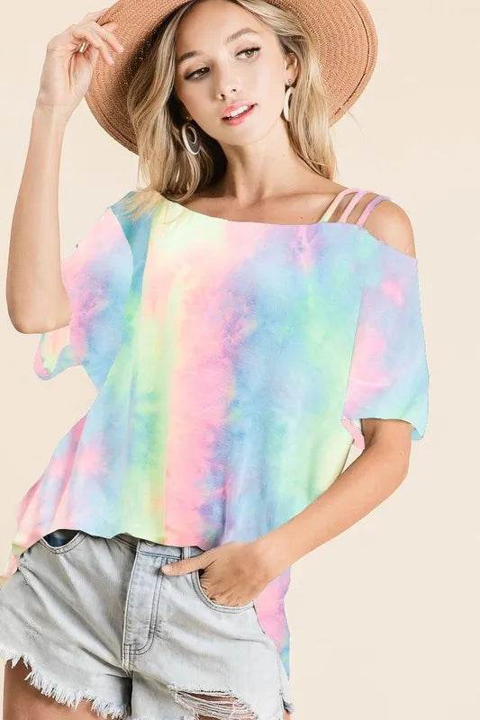 Trendy Tie Dye French Terry One Shoulder Crop Top for Women | Boho Chic Summer Fashion | Perfect for Beach Vacations, Music Festivals & Date Nights