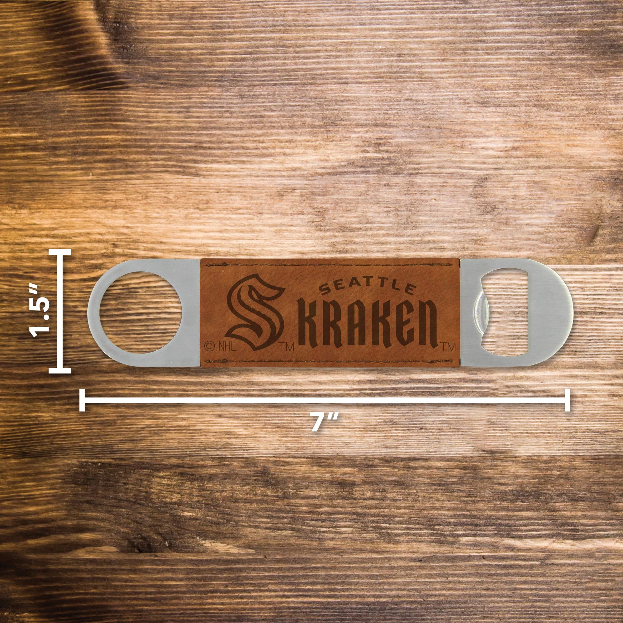 NHL Laser Engraved Bar Blade - Premium Faux Leather Beverage Accessory for Game Day, Parties & Sports Events | Rico Industries